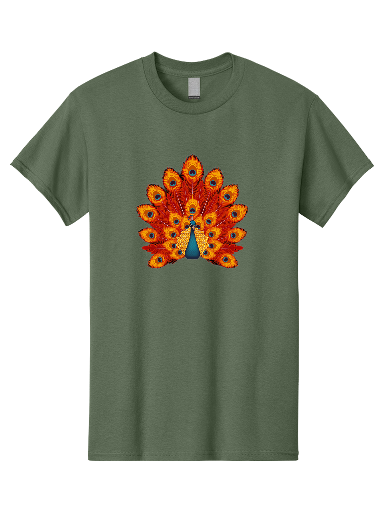 Peacock-32 Men'S Graphic Tee, 100% Cotton, Comfortable Casual Summer Wear, Machine Washable, Peacock Feathers, Vibrant Colors, Iridescent Blues, Orange And Yellow Hues, Eye-Catching Pattern, Exotic Bird, Majestic Plumage, Eye Spots, Bab095