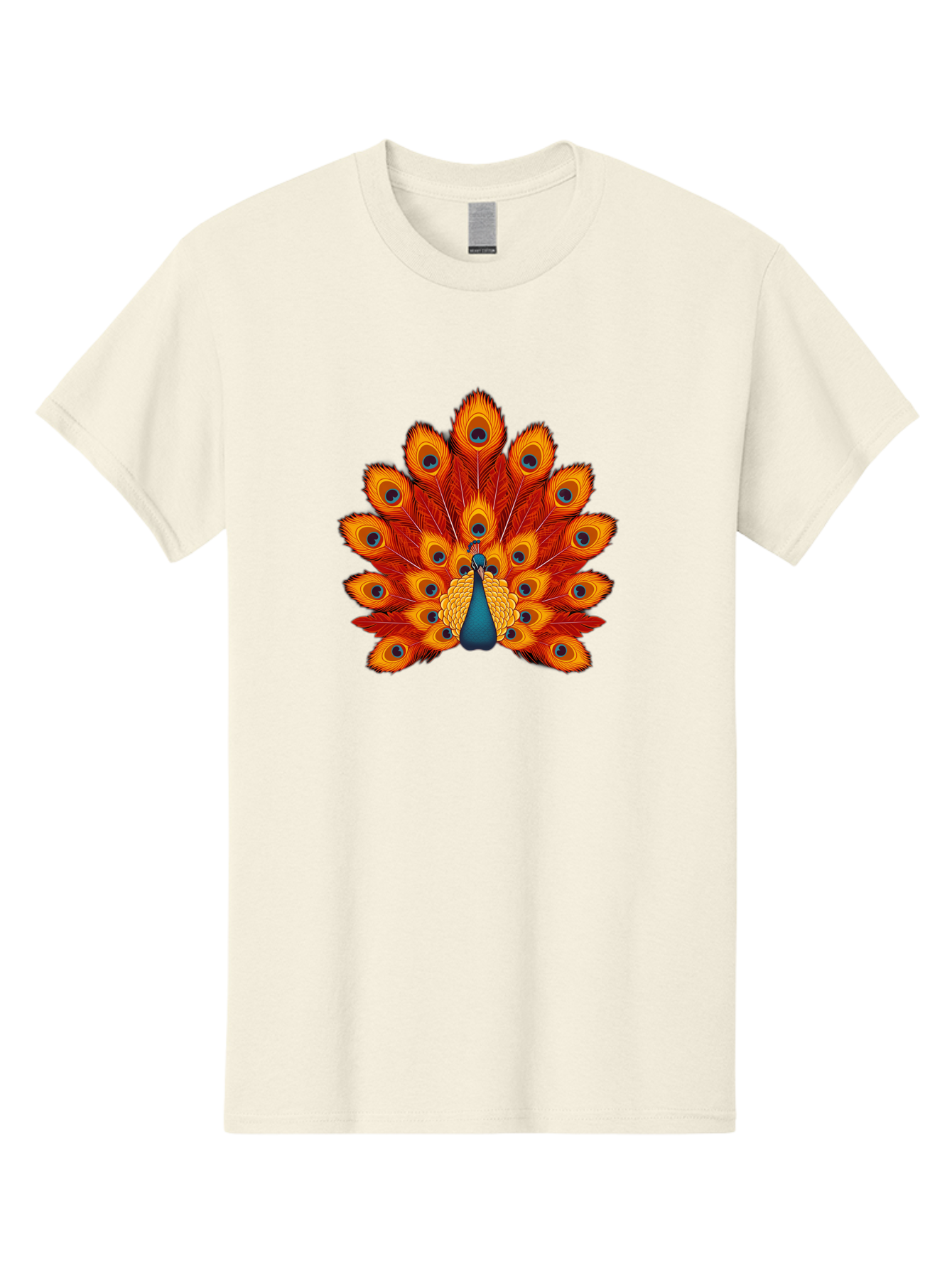 Peacock-32 Men'S Graphic Tee, 100% Cotton, Comfortable Casual Summer Wear, Machine Washable, Peacock Feathers, Vibrant Colors, Iridescent Blues, Orange And Yellow Hues, Eye-Catching Pattern, Exotic Bird, Majestic Plumage, Eye Spots, Bab095