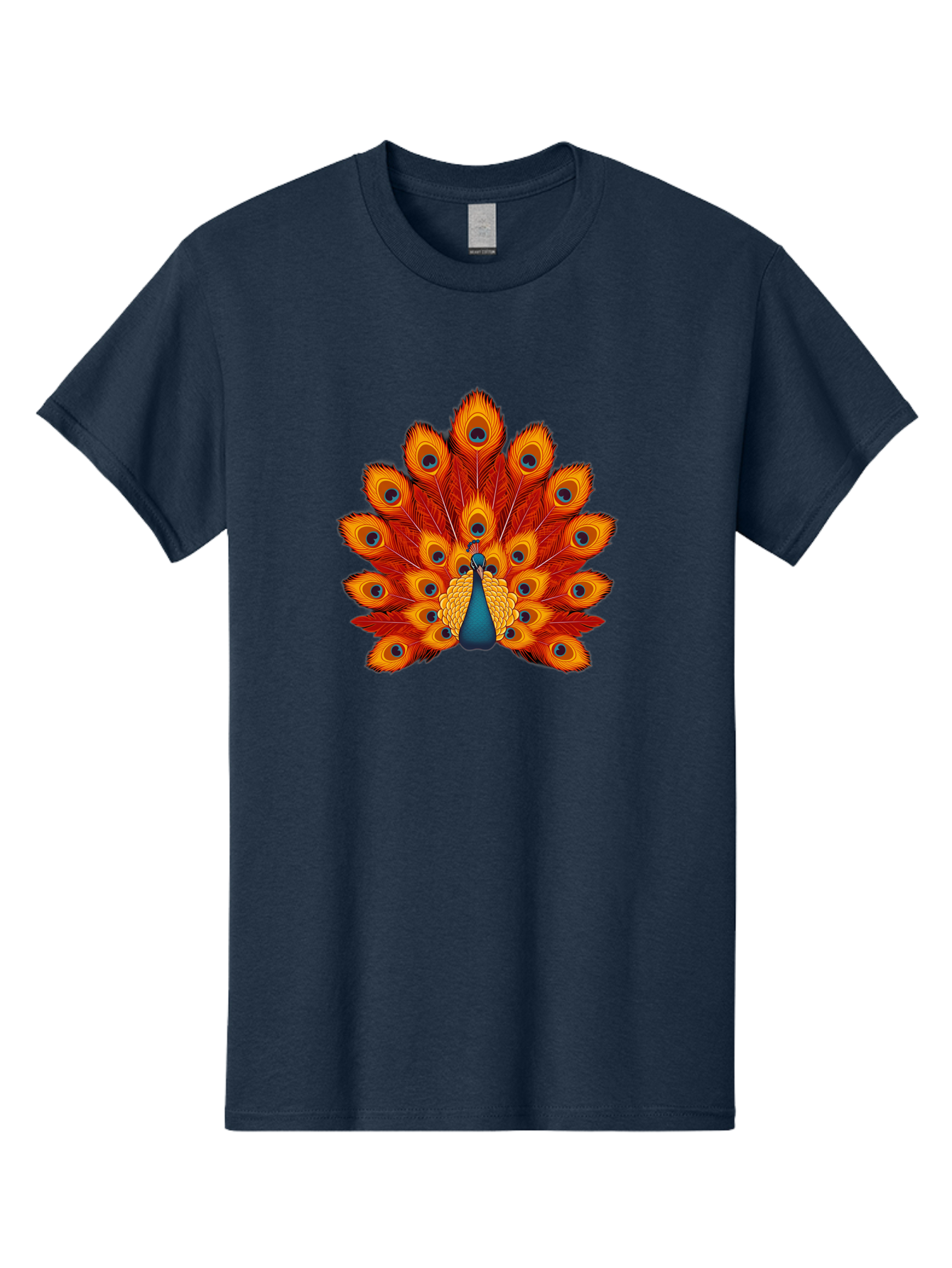 Peacock-32 Men'S Graphic Tee, 100% Cotton, Comfortable Casual Summer Wear, Machine Washable, Peacock Feathers, Vibrant Colors, Iridescent Blues, Orange And Yellow Hues, Eye-Catching Pattern, Exotic Bird, Majestic Plumage, Eye Spots, Bab095