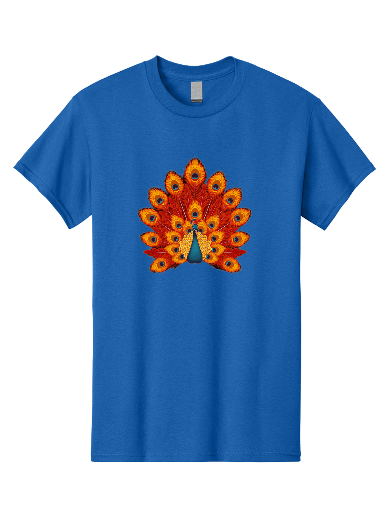 Peacock-32 Men'S Graphic Tee, 100% Cotton, Comfortable Casual Summer Wear, Machine Washable, Peacock Feathers, Vibrant Colors, Iridescent Blues, Orange And Yellow Hues, Eye-Catching Pattern, Exotic Bird, Majestic Plumage, Eye Spots, Bab095