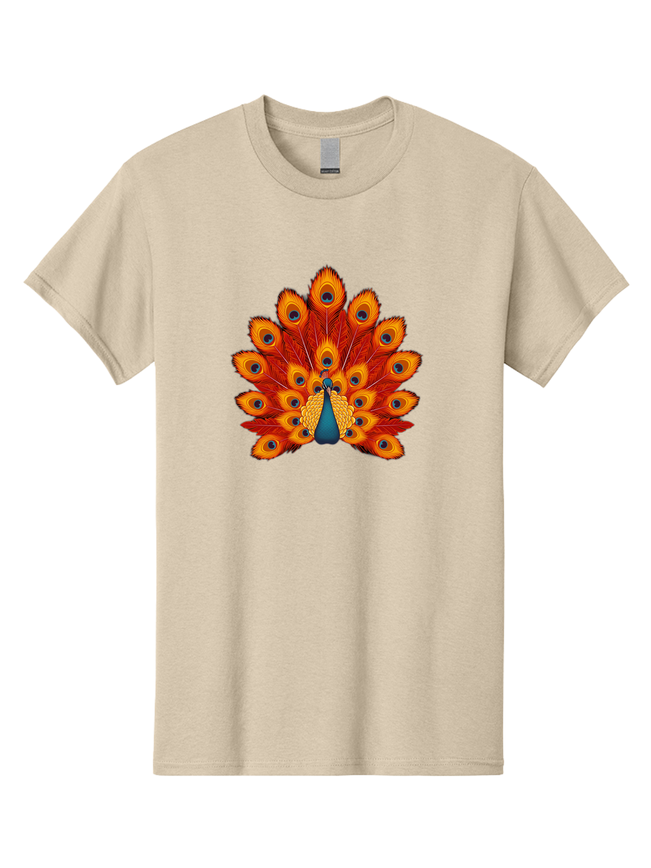 Peacock-32 Men'S Graphic Tee, 100% Cotton, Comfortable Casual Summer Wear, Machine Washable, Peacock Feathers, Vibrant Colors, Iridescent Blues, Orange And Yellow Hues, Eye-Catching Pattern, Exotic Bird, Majestic Plumage, Eye Spots, Bab095