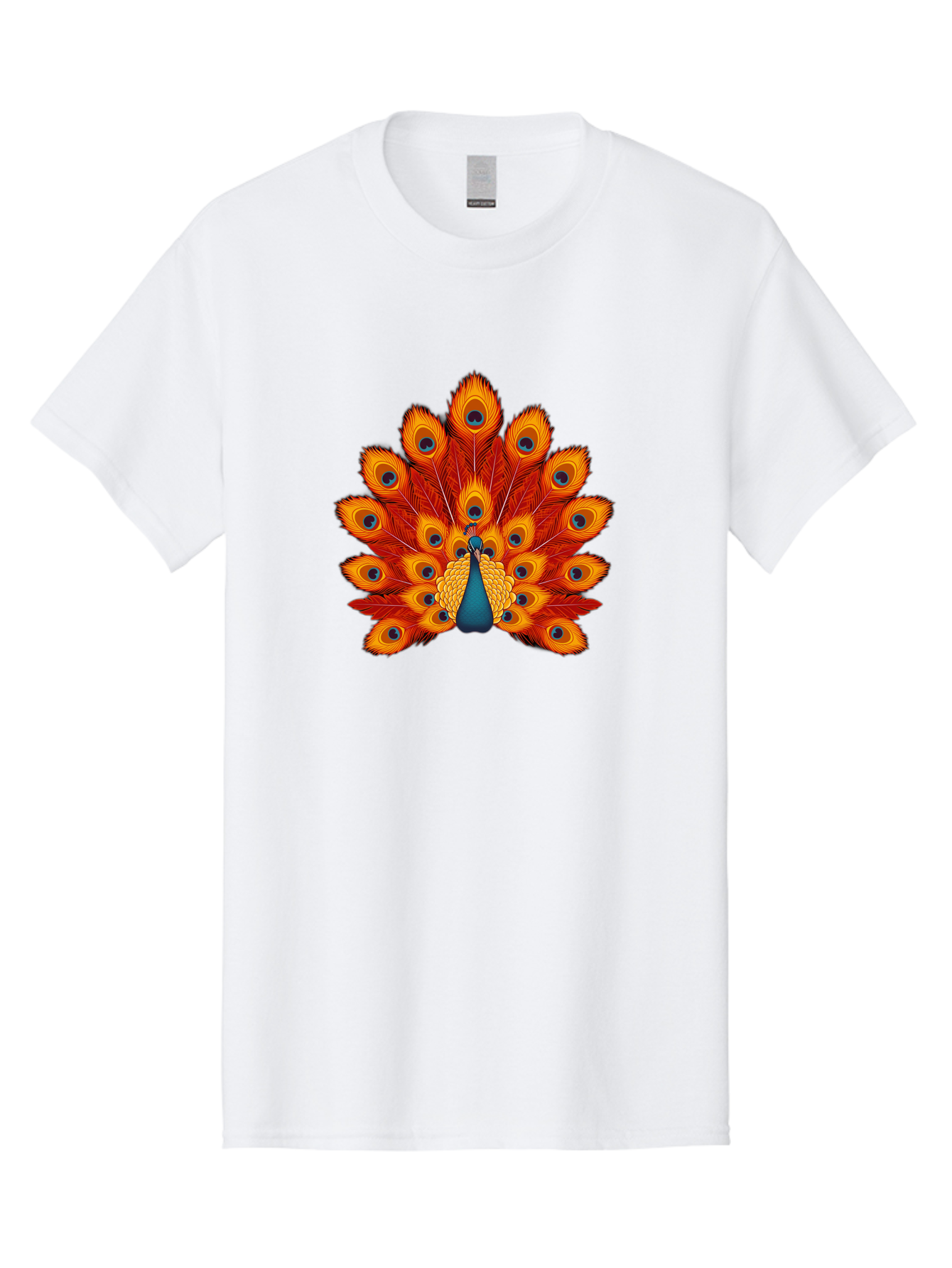 Peacock-32 Men'S Graphic Tee, 100% Cotton, Comfortable Casual Summer Wear, Machine Washable, Peacock Feathers, Vibrant Colors, Iridescent Blues, Orange And Yellow Hues, Eye-Catching Pattern, Exotic Bird, Majestic Plumage, Eye Spots, Bab095