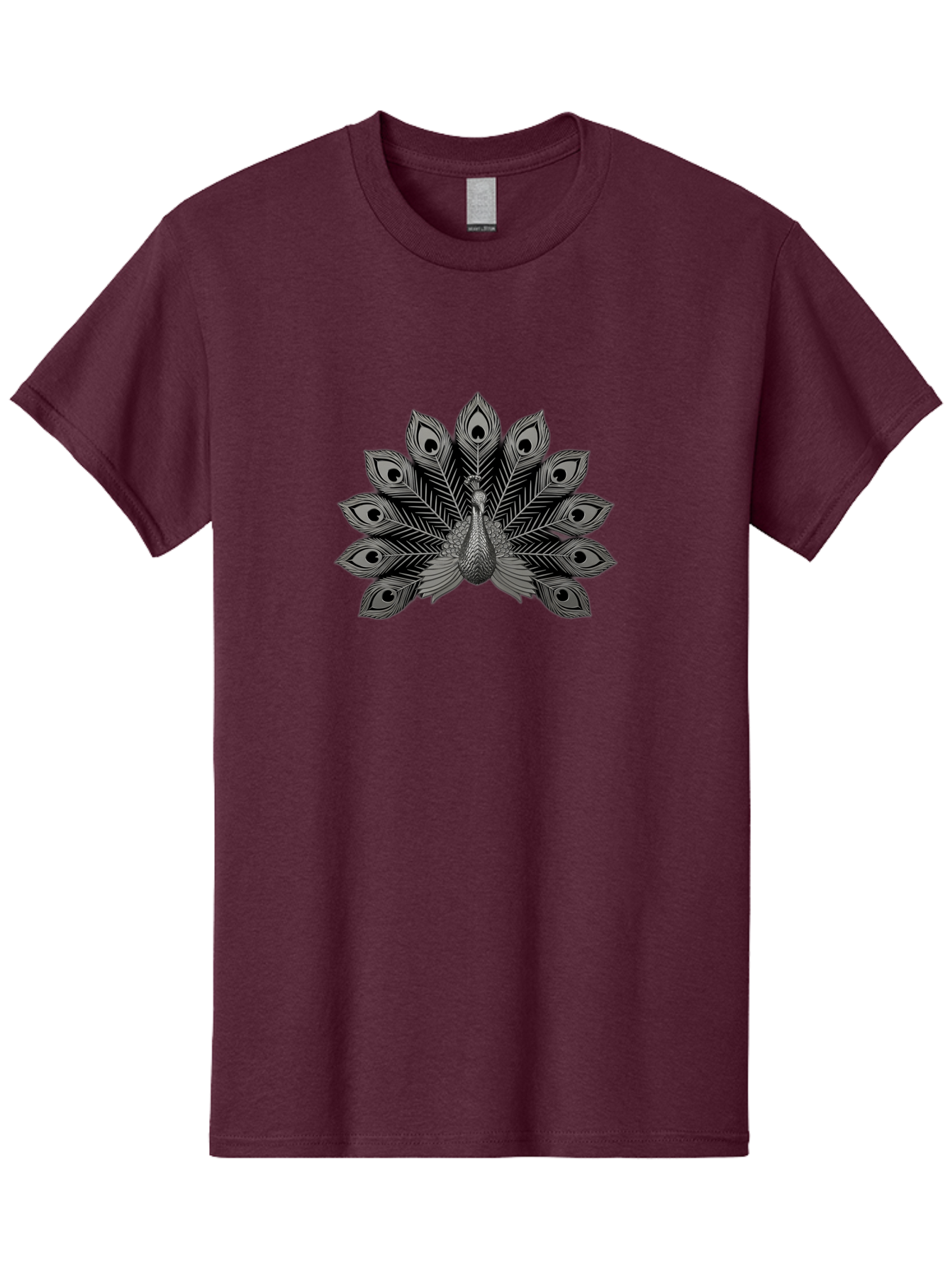 Peacock-33 Men'S Graphic Tee, 100% Cotton, Comfortable Casual Summer Wear, Machine Washable, Peacock With Spread Feathers, Black And White Illustration, Detailed Design, Bird With Eyespots, Artistic Depiction, Feather Pattern, Decorative Art Bab096
