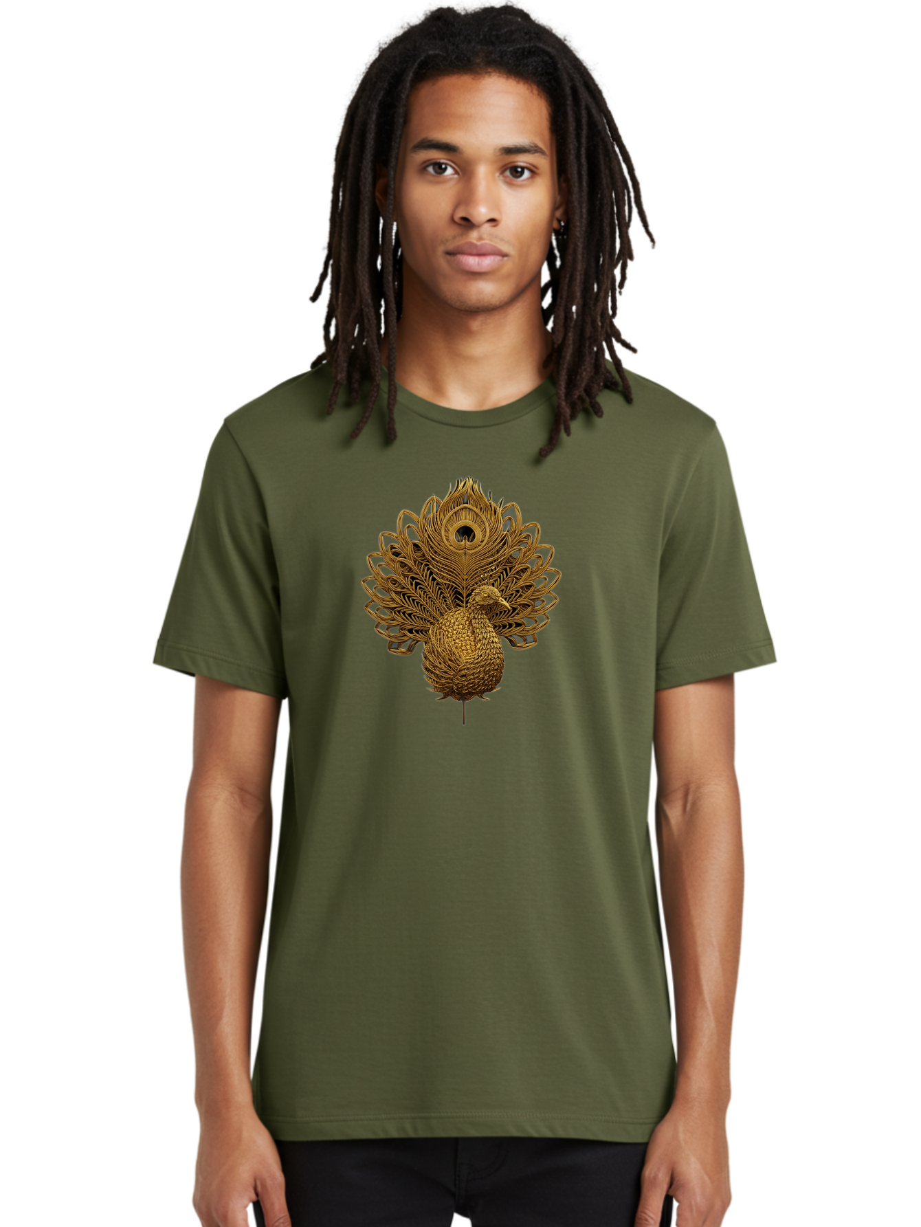 Peacock-34 Men'S Graphic Tee, 100% Cotton, Comfortable Casual Summer Wear, Machine Washable, Peacock Illustration, Wire Art, Detailed Peacock, Bird Silhouette, Ornate Design, Peacock Feathers, Artistic Peacock, Wildlife Art, Bab097
