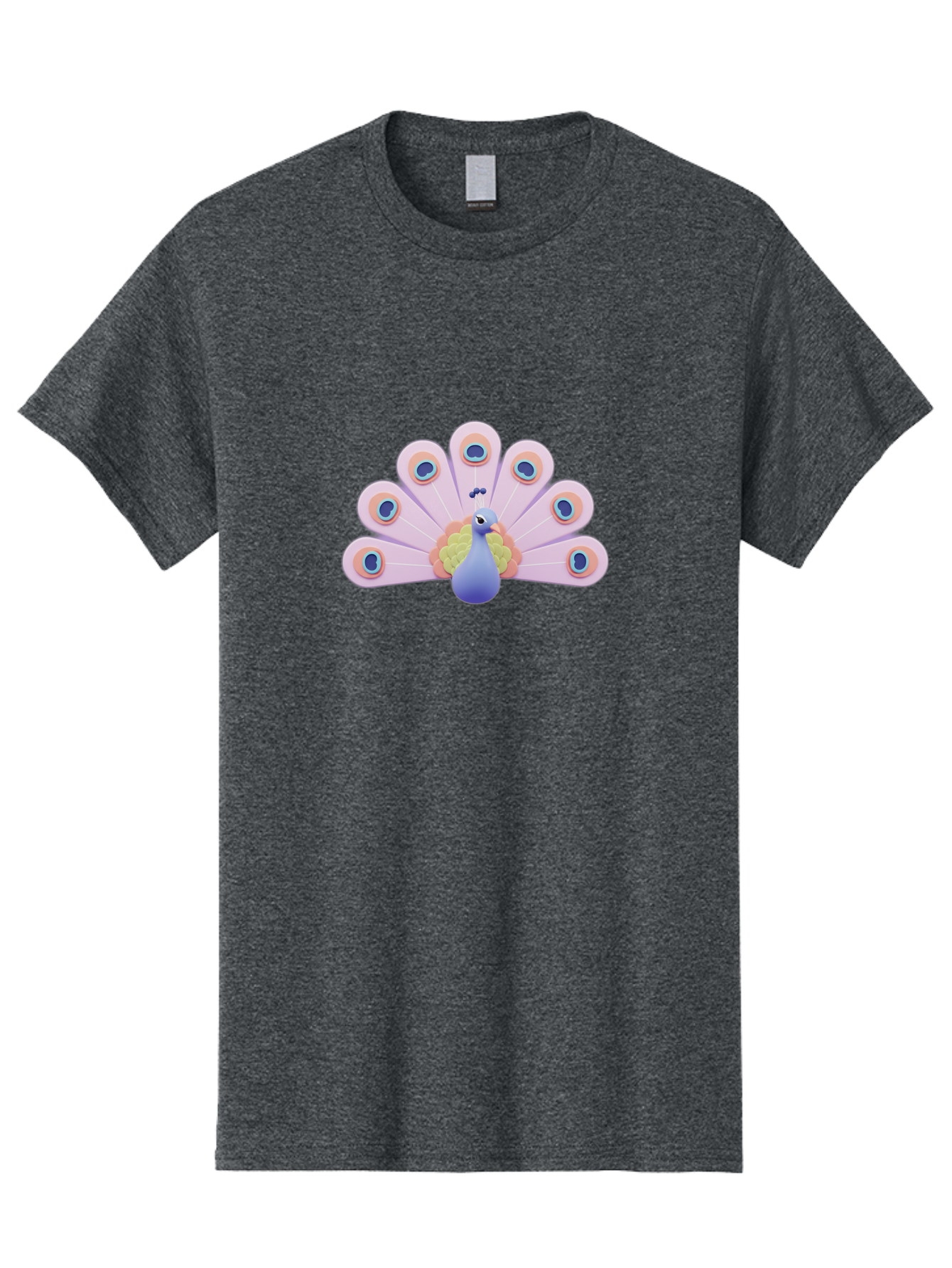 Peacock-4 Men'S Graphic Tee, 100% Cotton, Comfortable Casual Summer Wear, Machine Washable, Peacock Illustration, Colorful Plumage, Blue Bird, Purple Feathers, Orange Accents, Eye-Catching Design, Stylized Artwork, Vibrant Colors, Bab098
