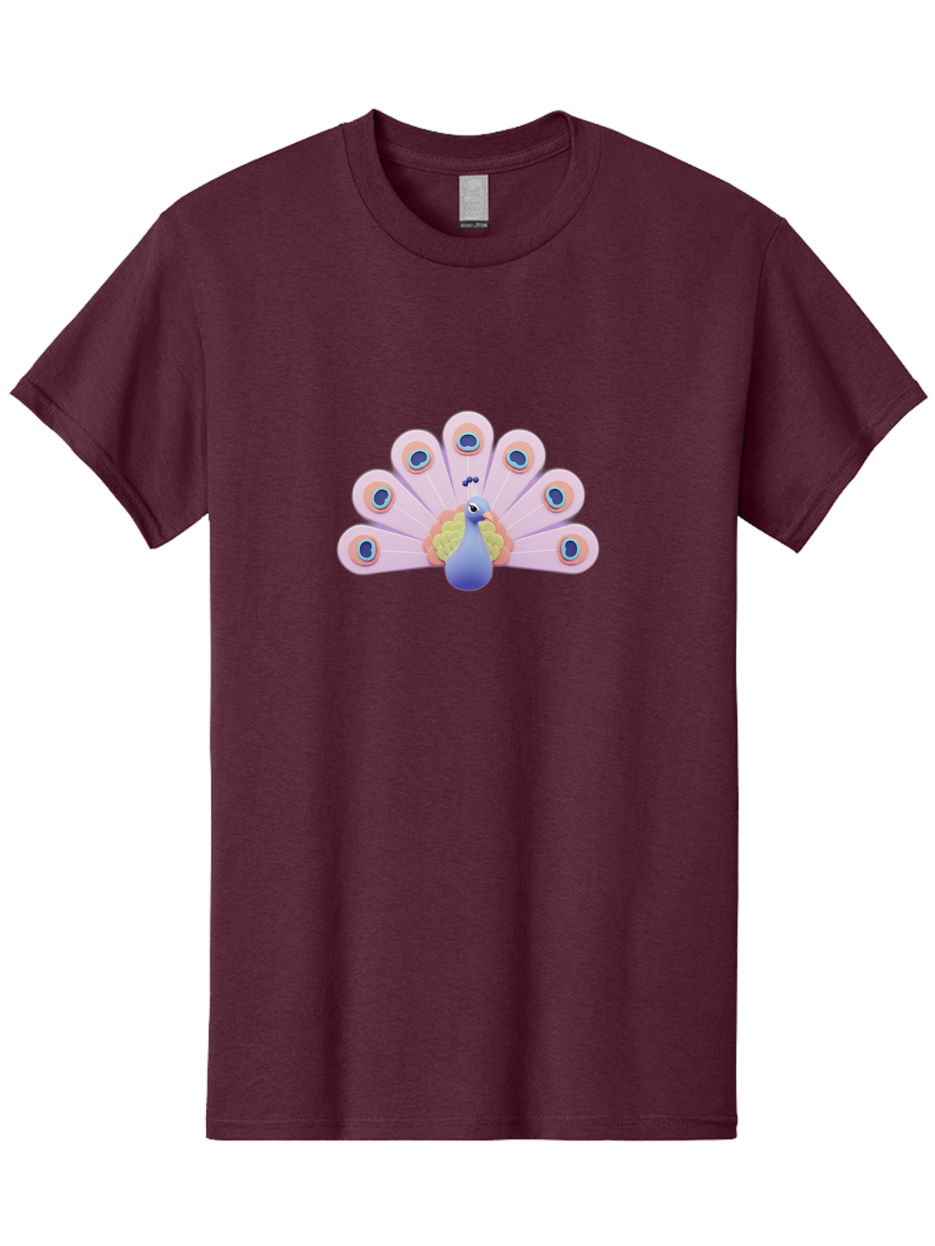 Peacock-4 Men'S Graphic Tee, 100% Cotton, Comfortable Casual Summer Wear, Machine Washable, Peacock Illustration, Colorful Plumage, Blue Bird, Purple Feathers, Orange Accents, Eye-Catching Design, Stylized Artwork, Vibrant Colors, Bab098