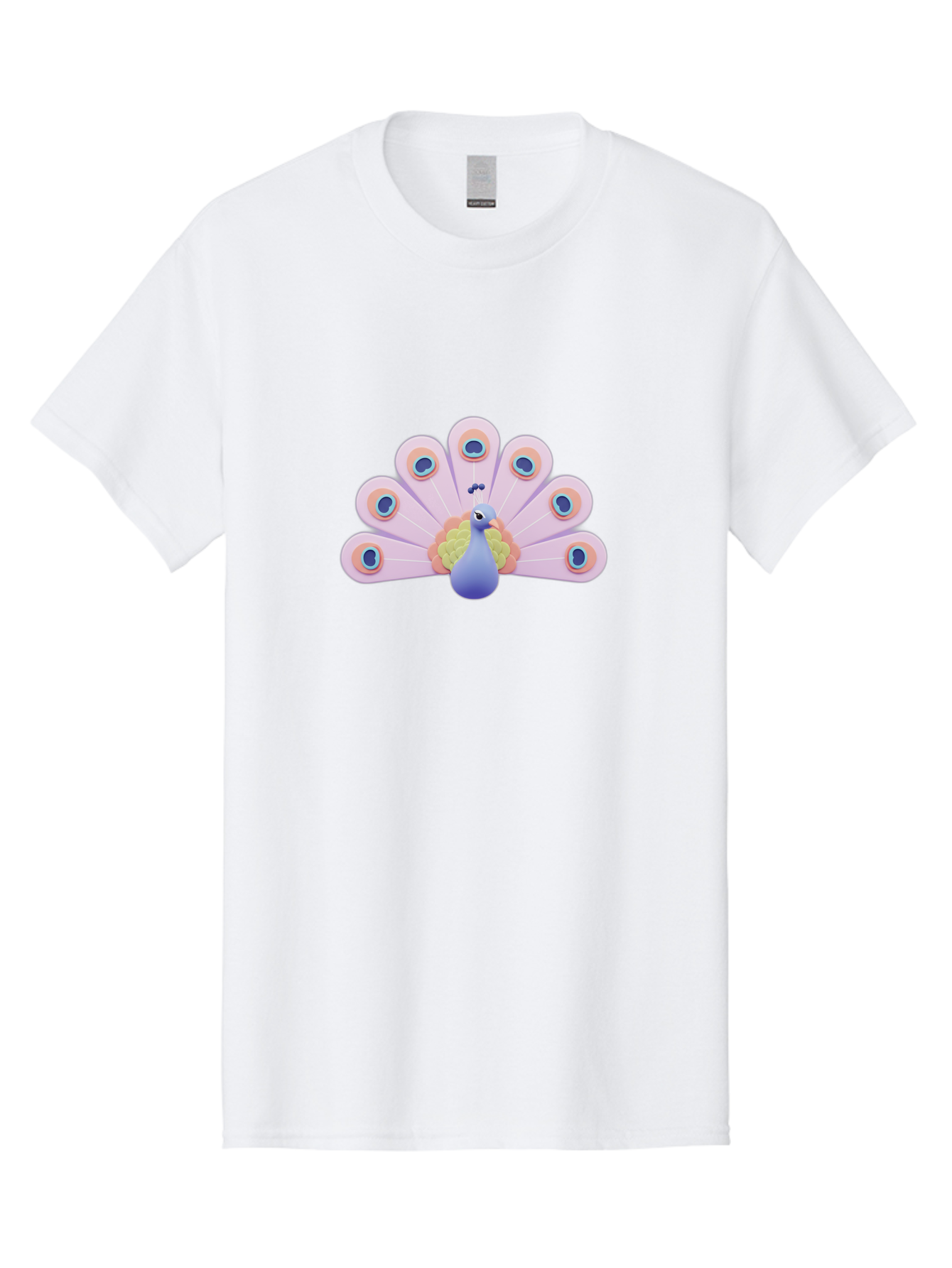 Peacock-4 Men'S Graphic Tee, 100% Cotton, Comfortable Casual Summer Wear, Machine Washable, Peacock Illustration, Colorful Plumage, Blue Bird, Purple Feathers, Orange Accents, Eye-Catching Design, Stylized Artwork, Vibrant Colors, Bab098