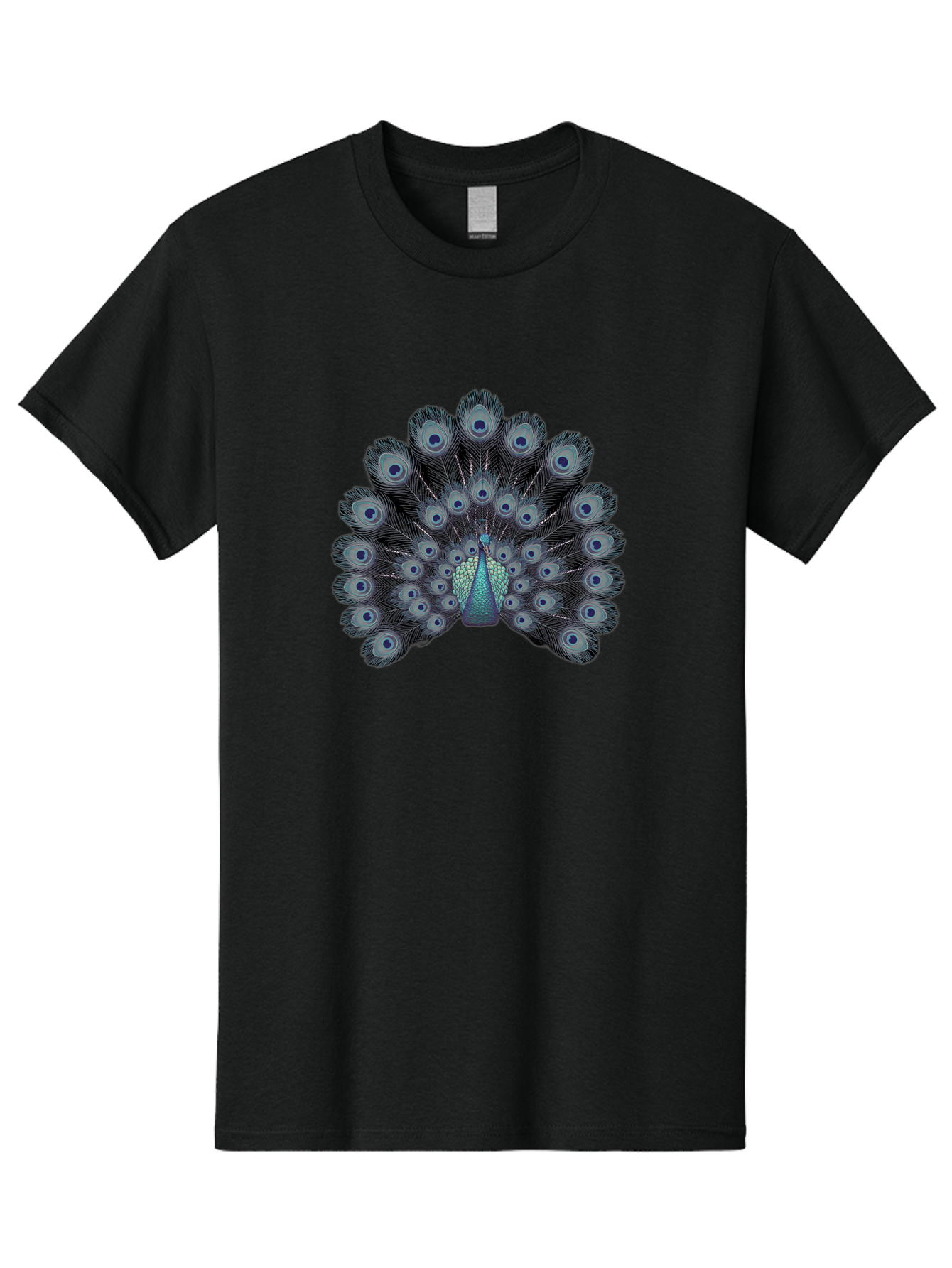 Peacock-5 Men'S Graphic Tee, 100% Cotton, Comfortable Casual Summer Wear, Machine Washable, Peacock, Blue Feathers, Feathers Spread, Bird Display, Eye-Catching, Iridescent, Blue Eyes, Feathered Friend, Nature'S Beauty, Majestic Bird Bab099