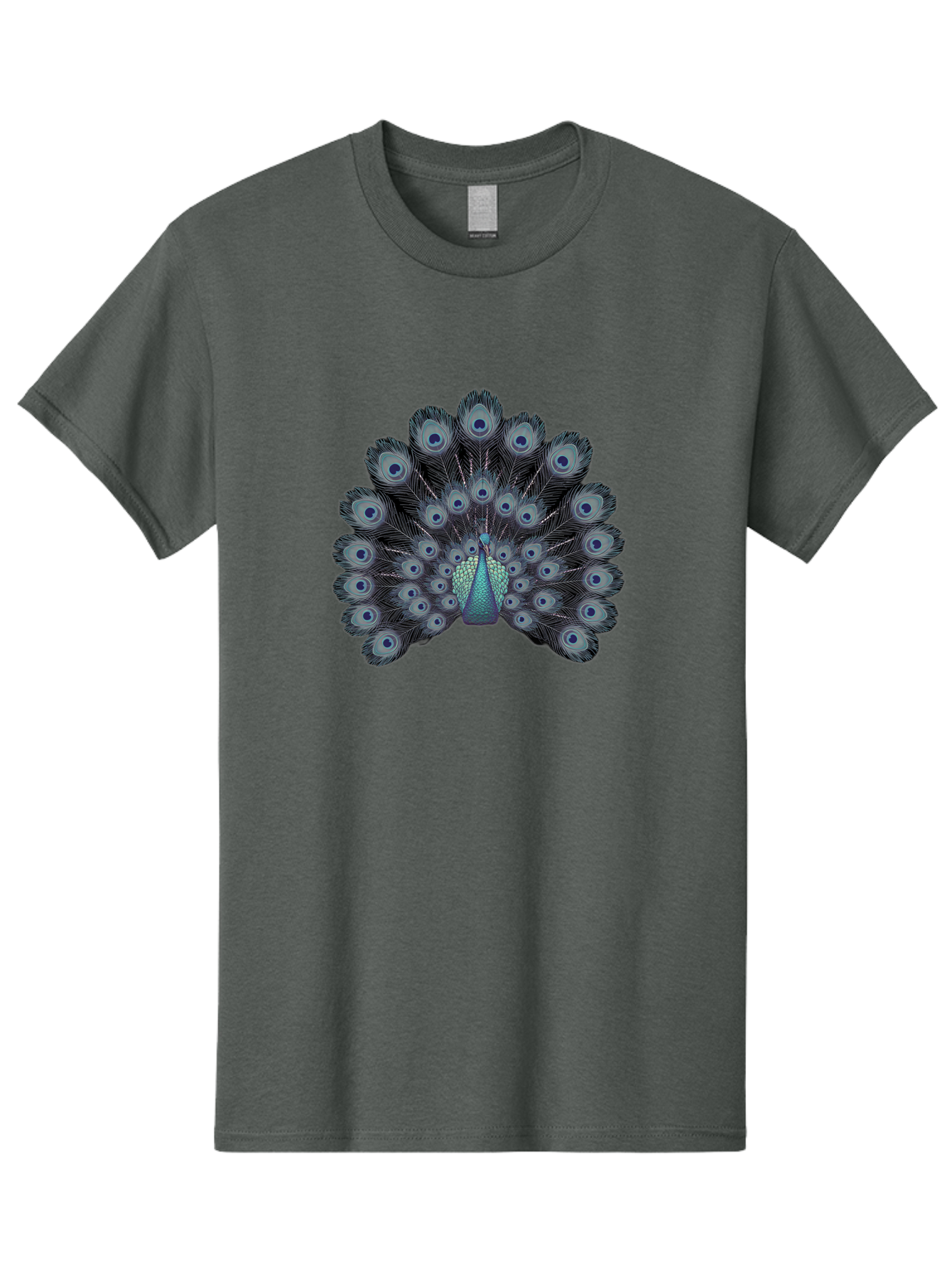Peacock-5 Men'S Graphic Tee, 100% Cotton, Comfortable Casual Summer Wear, Machine Washable, Peacock, Blue Feathers, Feathers Spread, Bird Display, Eye-Catching, Iridescent, Blue Eyes, Feathered Friend, Nature'S Beauty, Majestic Bird Bab099