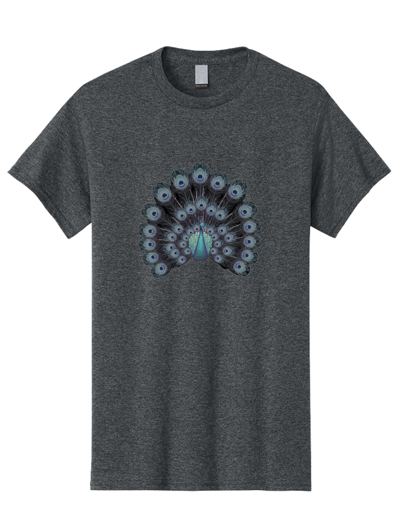 Peacock-5 Men'S Graphic Tee, 100% Cotton, Comfortable Casual Summer Wear, Machine Washable, Peacock, Blue Feathers, Feathers Spread, Bird Display, Eye-Catching, Iridescent, Blue Eyes, Feathered Friend, Nature'S Beauty, Majestic Bird Bab099