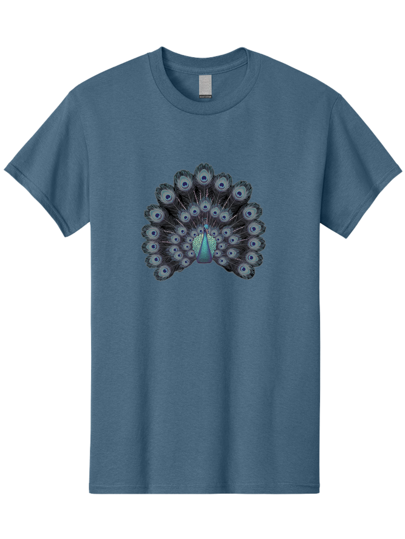 Peacock-5 Men'S Graphic Tee, 100% Cotton, Comfortable Casual Summer Wear, Machine Washable, Peacock, Blue Feathers, Feathers Spread, Bird Display, Eye-Catching, Iridescent, Blue Eyes, Feathered Friend, Nature'S Beauty, Majestic Bird Bab099