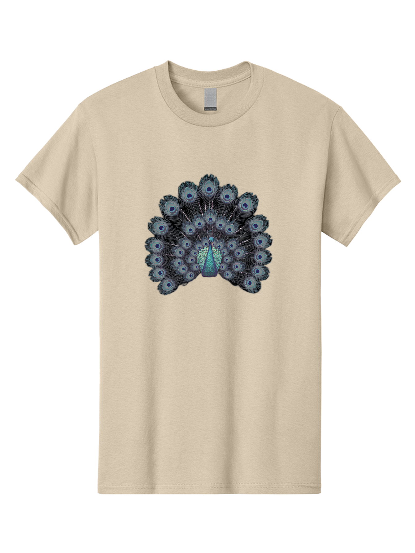 Peacock-5 Men'S Graphic Tee, 100% Cotton, Comfortable Casual Summer Wear, Machine Washable, Peacock, Blue Feathers, Feathers Spread, Bird Display, Eye-Catching, Iridescent, Blue Eyes, Feathered Friend, Nature'S Beauty, Majestic Bird Bab099