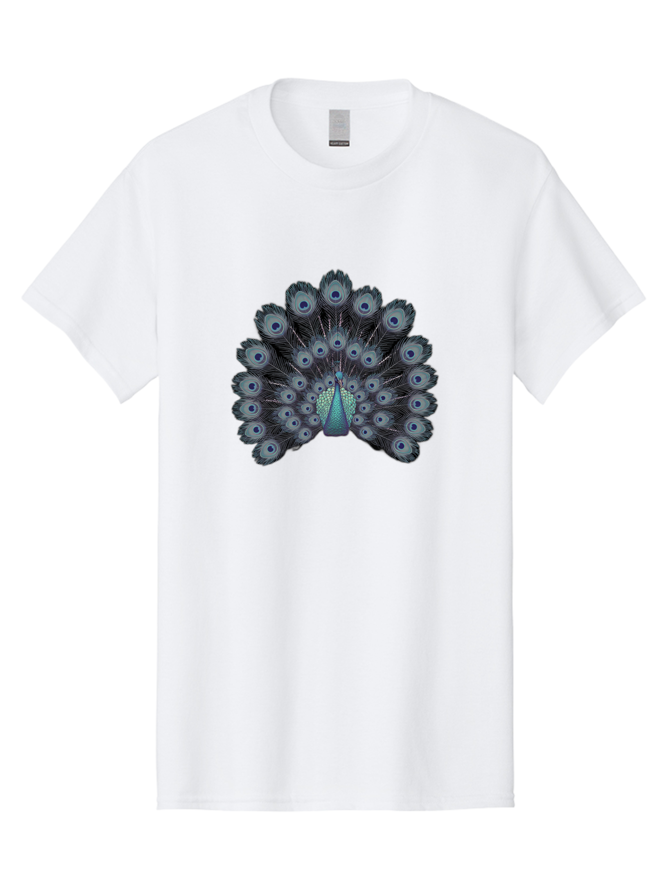 Peacock-5 Men'S Graphic Tee, 100% Cotton, Comfortable Casual Summer Wear, Machine Washable, Peacock, Blue Feathers, Feathers Spread, Bird Display, Eye-Catching, Iridescent, Blue Eyes, Feathered Friend, Nature'S Beauty, Majestic Bird Bab099