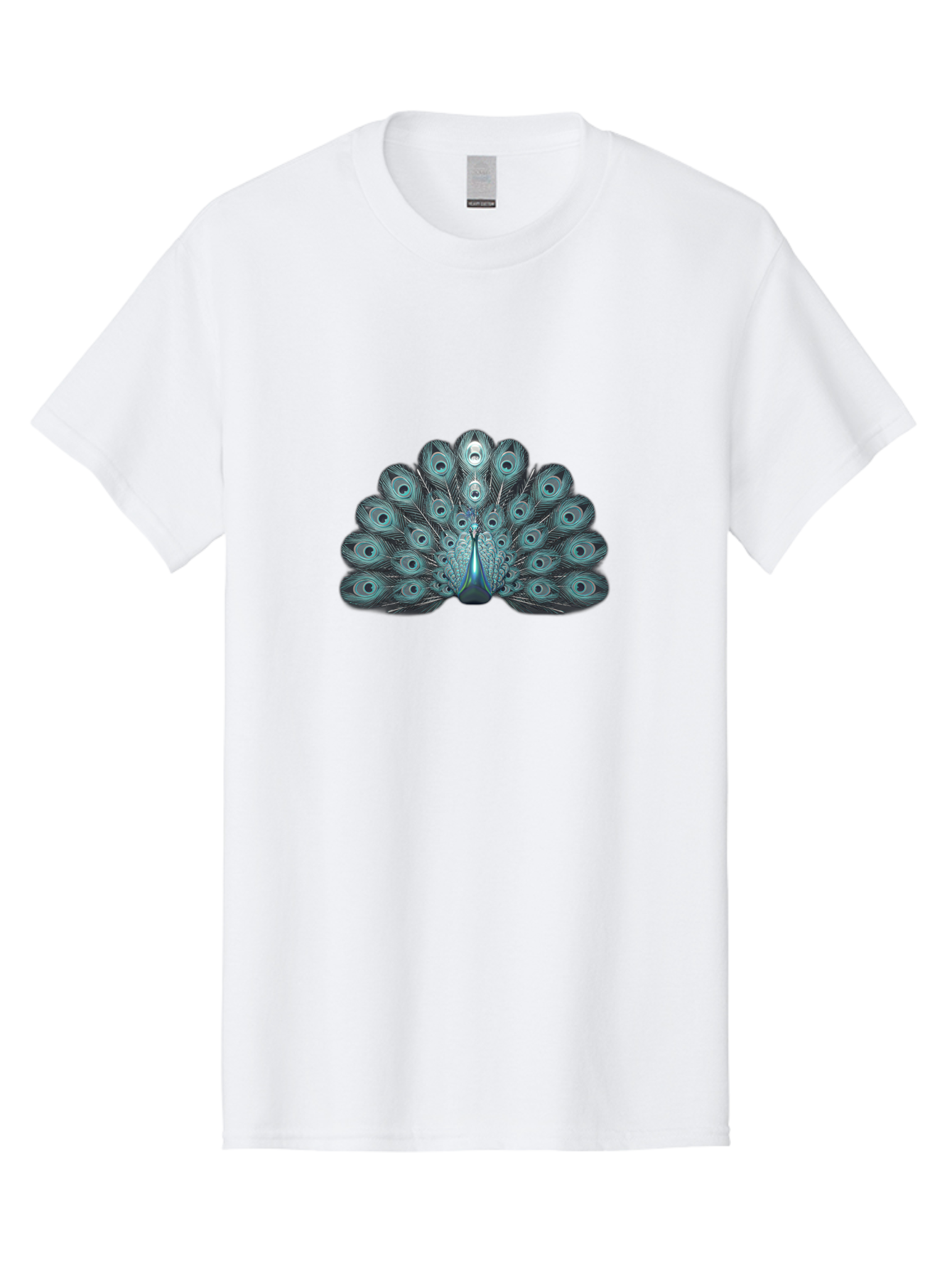 Peacock-6 Men'S Graphic Tee, 100% Cotton, Comfortable Casual Summer Wear, Machine Washable, Peacock, Blue Feathers, Eye Spots, Vibrant Colors, Majestic Bird, Feathered Creature, Ornate Plumage, Wildlife, Exotic Animal, Birdwatching, Bab100