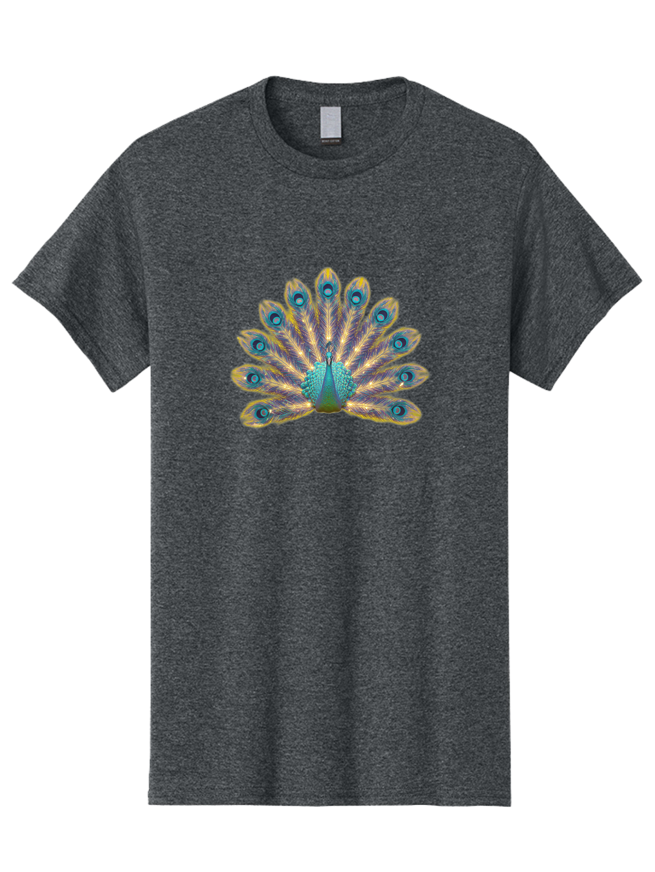 Peacock-7 Men'S Graphic Tee, 100% Cotton, Comfortable Casual Summer Wear, Machine Washable, Vibrant Feathers, Blue And Yellow Plumage, Iridescent Colors, Intricate Patterns, Majestic Bird, Courtship Display, Exotic Wildlife, Bab101