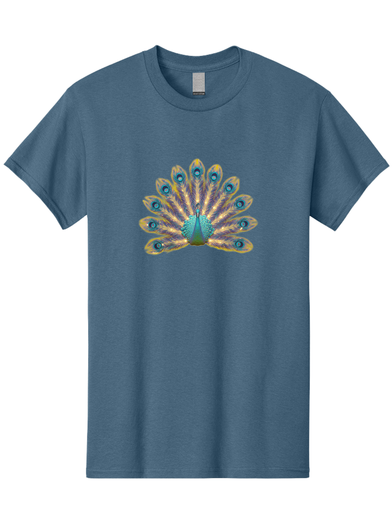 Peacock-7 Men'S Graphic Tee, 100% Cotton, Comfortable Casual Summer Wear, Machine Washable, Vibrant Feathers, Blue And Yellow Plumage, Iridescent Colors, Intricate Patterns, Majestic Bird, Courtship Display, Exotic Wildlife, Bab101