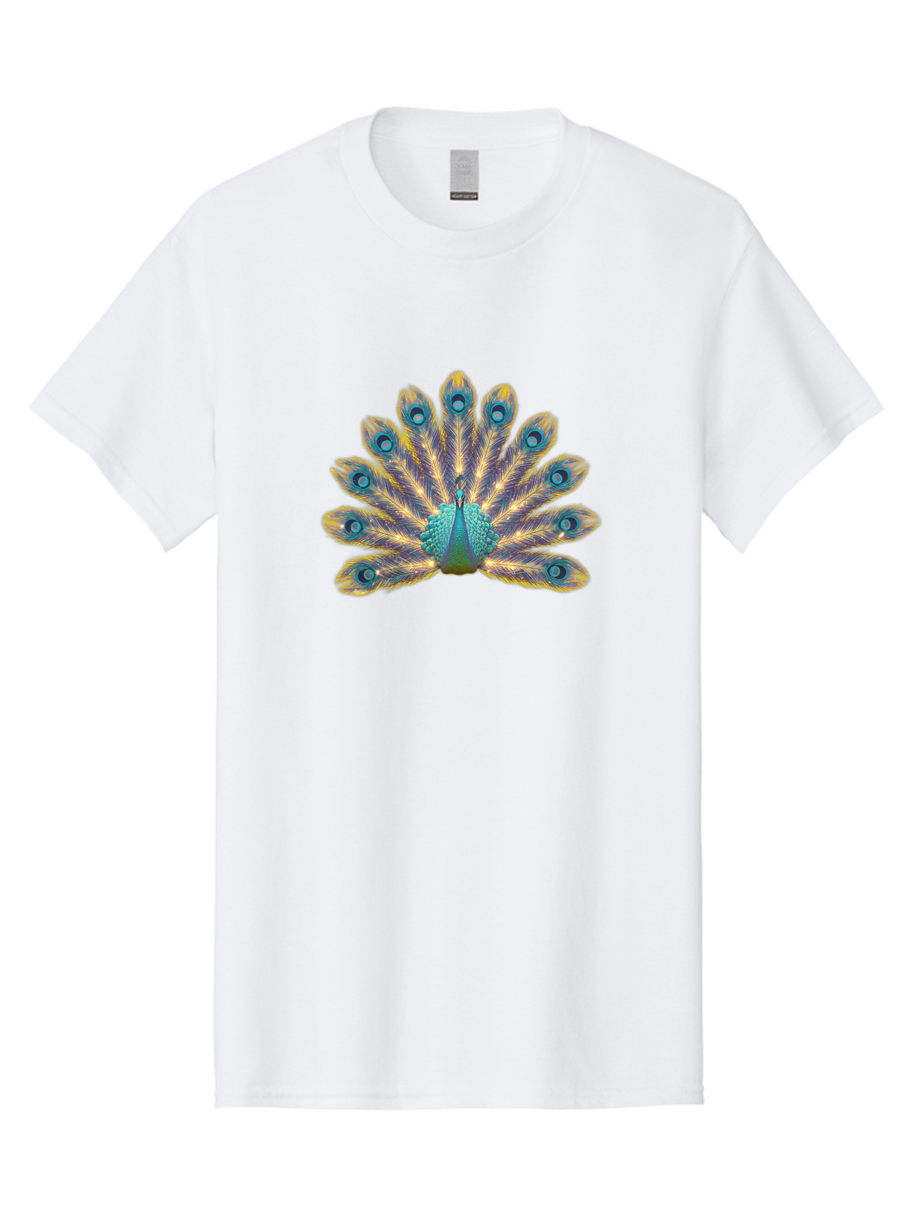 Peacock-7 Men'S Graphic Tee, 100% Cotton, Comfortable Casual Summer Wear, Machine Washable, Vibrant Feathers, Blue And Yellow Plumage, Iridescent Colors, Intricate Patterns, Majestic Bird, Courtship Display, Exotic Wildlife, Bab101