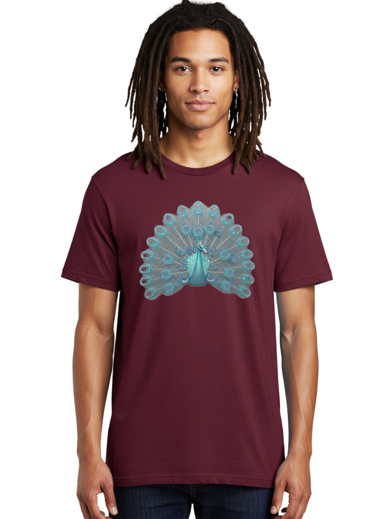Peacock-8 Men'S Graphic Tee, 100% Cotton, Comfortable Casual Summer Wear, Machine Washable, Blue Peacock, Bird'S Plumage, Feathered Friend, Exotic Bird, Vibrant Colors, Eye-Catching Pattern, Wildlife Photography, Blue Feathers Bab102