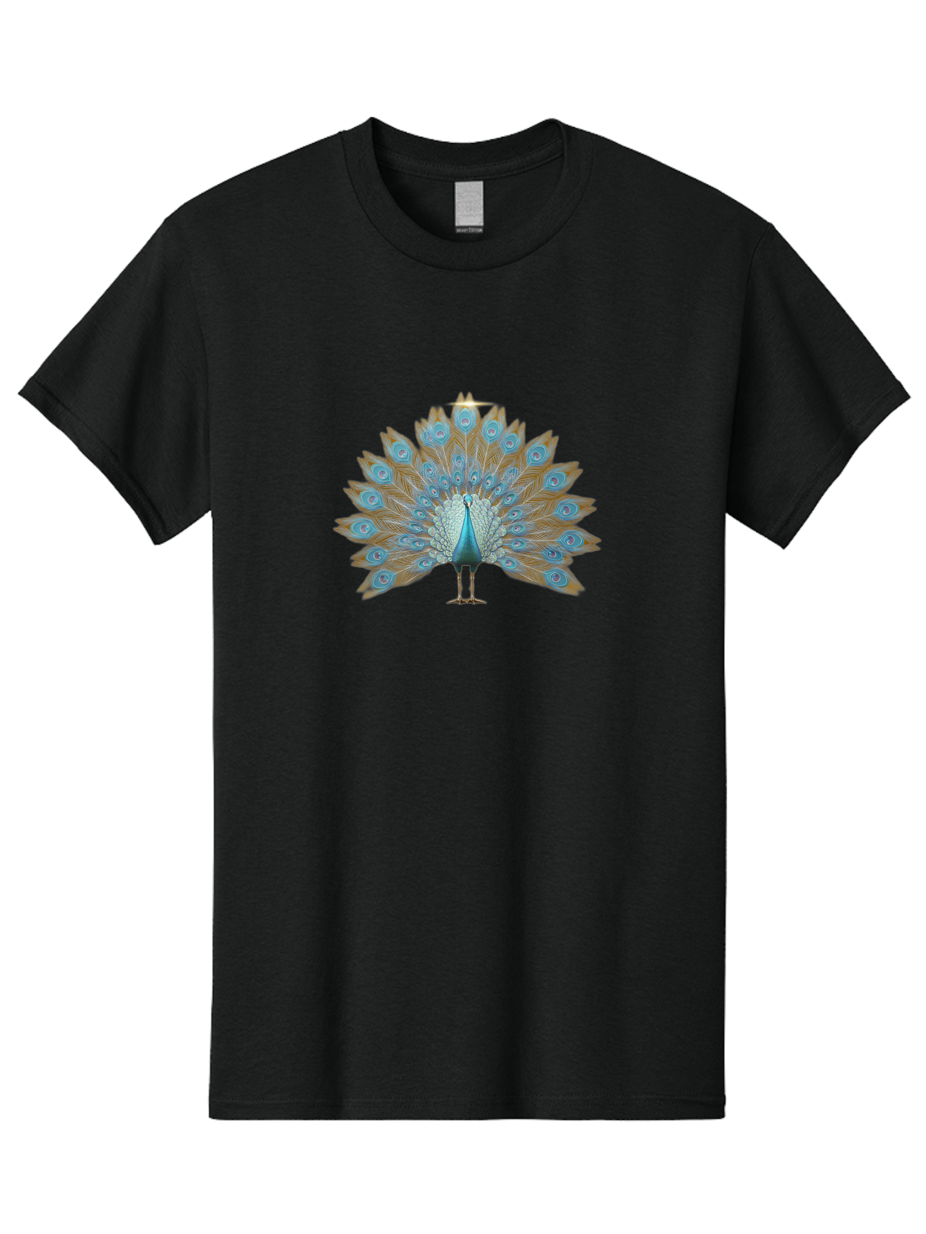 Peacock-9 Men'S Graphic Tee, 100% Cotton, Comfortable Casual Summer Wear, Machine Washable, Peacock Display, Vibrant Blue Feathers, Eye-Catching Plumage, Majestic Bird, Nature'S Beauty, Stunning Colors, Ornate Tail Feathers, Bird Of Paradise Bab103