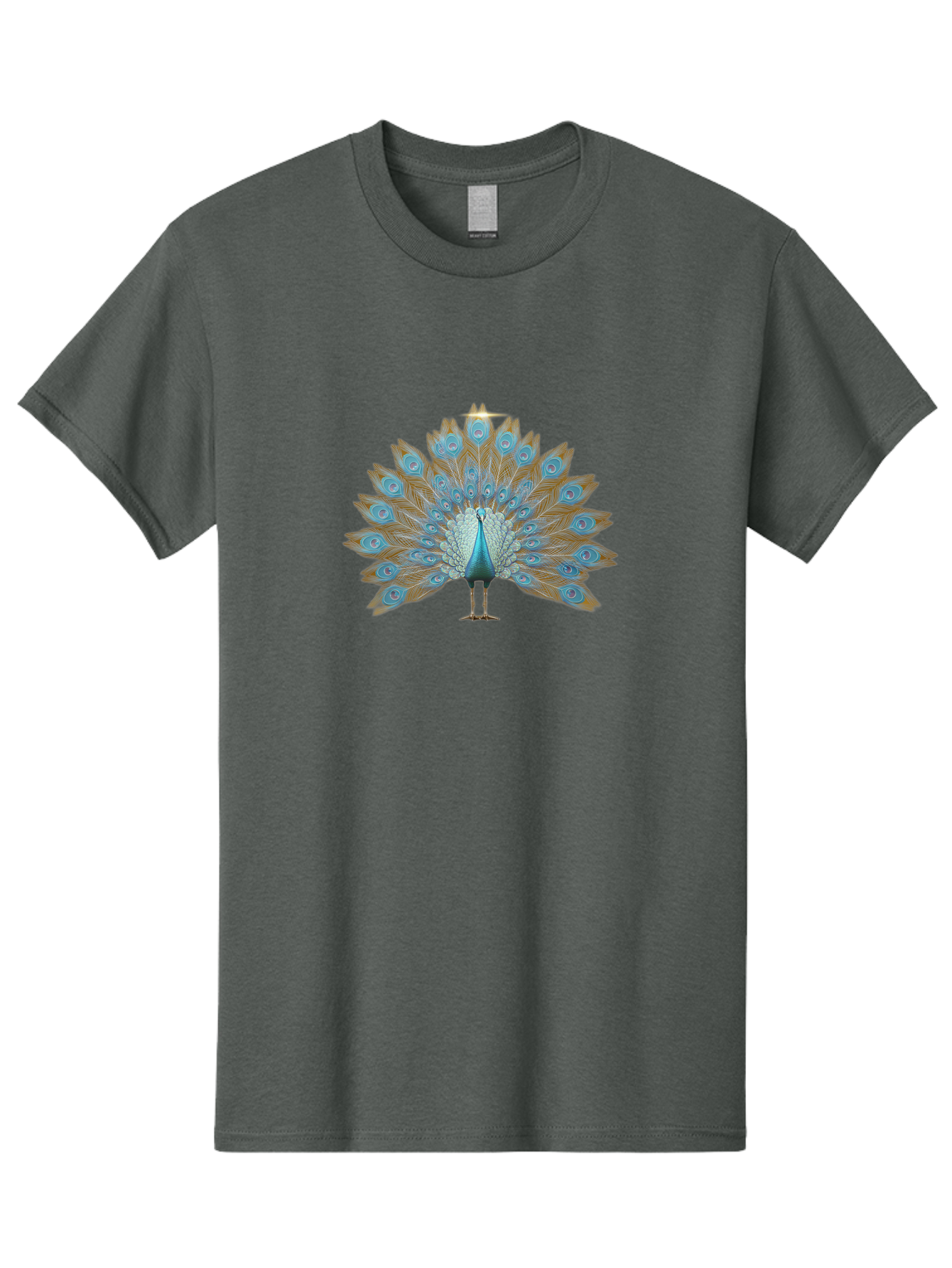 Peacock-9 Men'S Graphic Tee, 100% Cotton, Comfortable Casual Summer Wear, Machine Washable, Peacock Display, Vibrant Blue Feathers, Eye-Catching Plumage, Majestic Bird, Nature'S Beauty, Stunning Colors, Ornate Tail Feathers, Bird Of Paradise Bab103