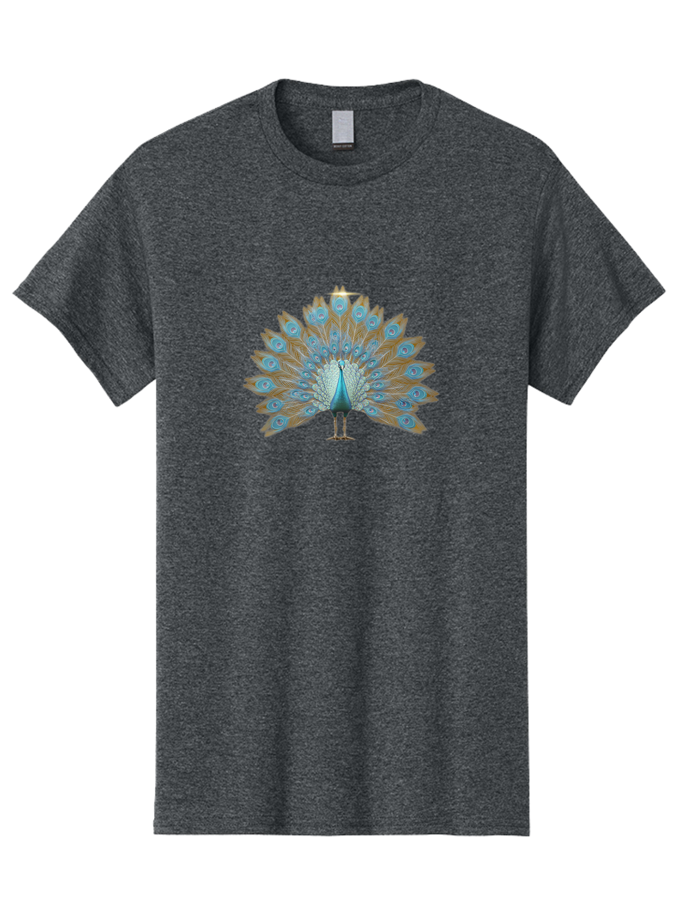 Peacock-9 Men'S Graphic Tee, 100% Cotton, Comfortable Casual Summer Wear, Machine Washable, Peacock Display, Vibrant Blue Feathers, Eye-Catching Plumage, Majestic Bird, Nature'S Beauty, Stunning Colors, Ornate Tail Feathers, Bird Of Paradise Bab103