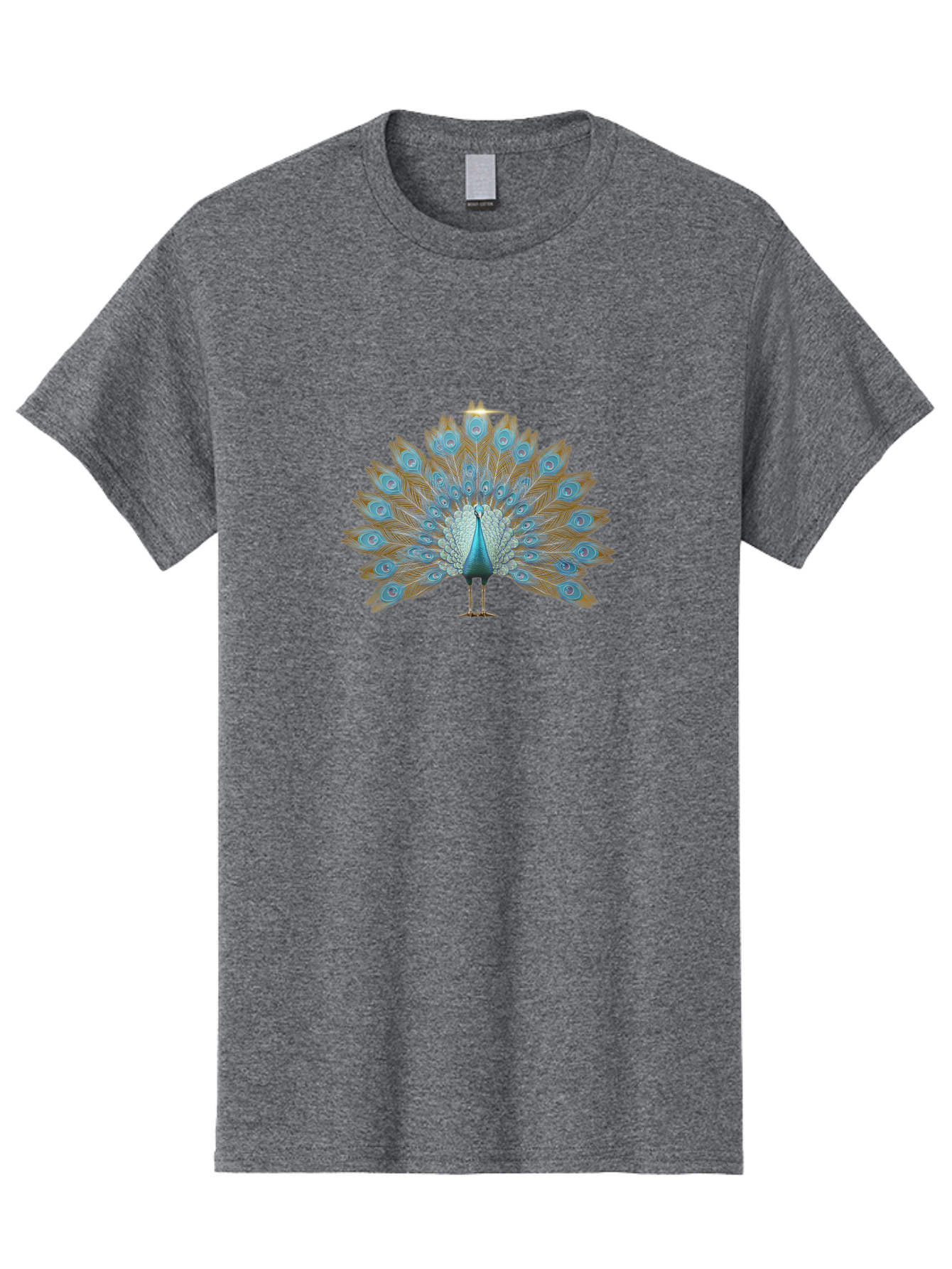 Peacock-9 Men'S Graphic Tee, 100% Cotton, Comfortable Casual Summer Wear, Machine Washable, Peacock Display, Vibrant Blue Feathers, Eye-Catching Plumage, Majestic Bird, Nature'S Beauty, Stunning Colors, Ornate Tail Feathers, Bird Of Paradise Bab103