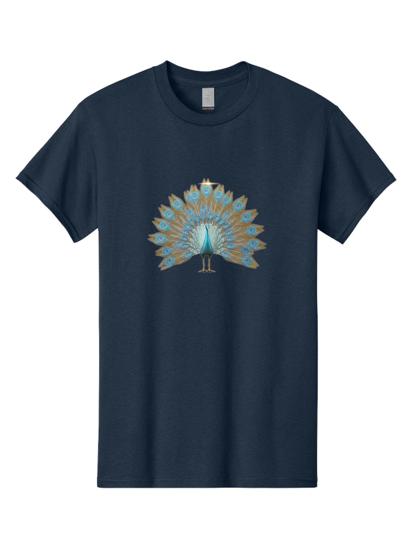 Peacock-9 Men'S Graphic Tee, 100% Cotton, Comfortable Casual Summer Wear, Machine Washable, Peacock Display, Vibrant Blue Feathers, Eye-Catching Plumage, Majestic Bird, Nature'S Beauty, Stunning Colors, Ornate Tail Feathers, Bird Of Paradise Bab103