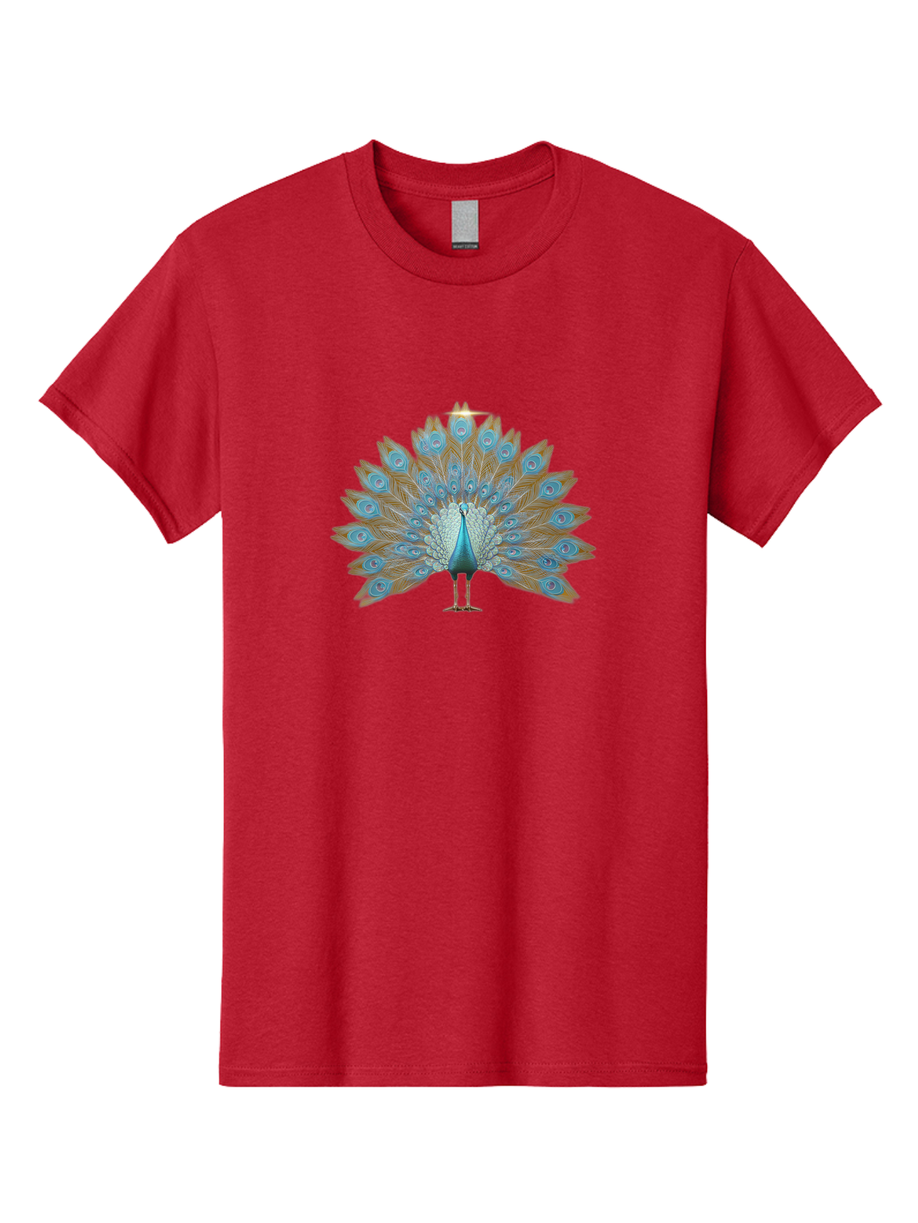 Peacock-9 Men'S Graphic Tee, 100% Cotton, Comfortable Casual Summer Wear, Machine Washable, Peacock Display, Vibrant Blue Feathers, Eye-Catching Plumage, Majestic Bird, Nature'S Beauty, Stunning Colors, Ornate Tail Feathers, Bird Of Paradise Bab103
