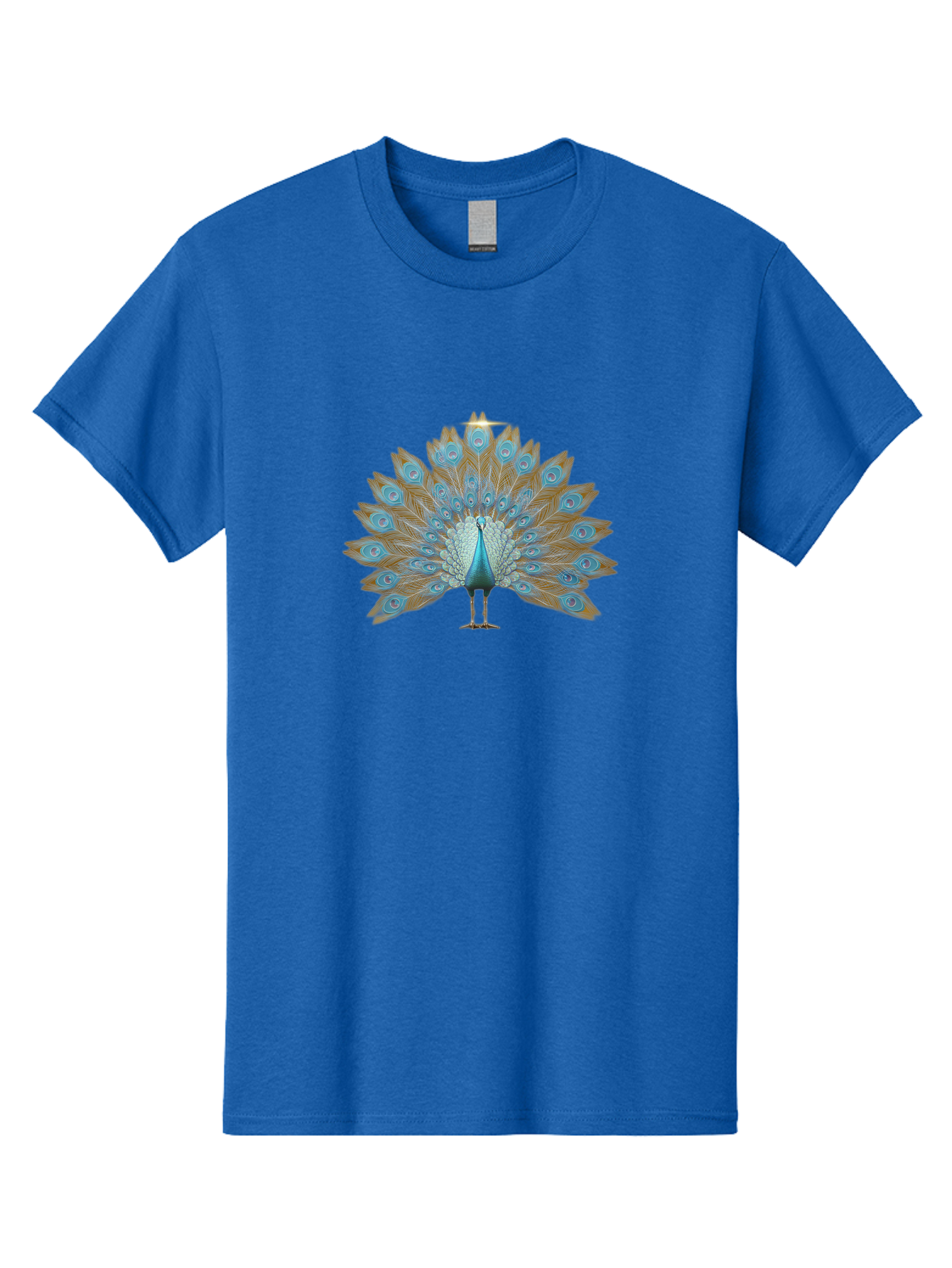Peacock-9 Men'S Graphic Tee, 100% Cotton, Comfortable Casual Summer Wear, Machine Washable, Peacock Display, Vibrant Blue Feathers, Eye-Catching Plumage, Majestic Bird, Nature'S Beauty, Stunning Colors, Ornate Tail Feathers, Bird Of Paradise Bab103