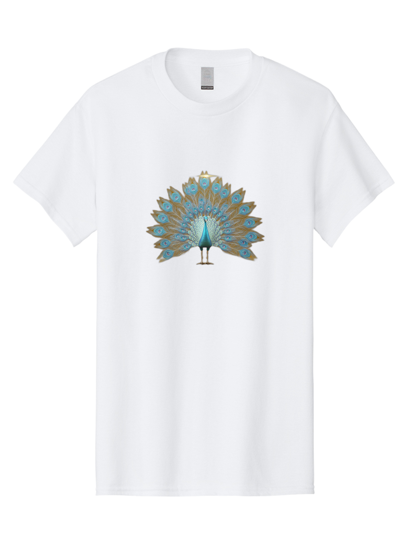 Peacock-9 Men'S Graphic Tee, 100% Cotton, Comfortable Casual Summer Wear, Machine Washable, Peacock Display, Vibrant Blue Feathers, Eye-Catching Plumage, Majestic Bird, Nature'S Beauty, Stunning Colors, Ornate Tail Feathers, Bird Of Paradise Bab103