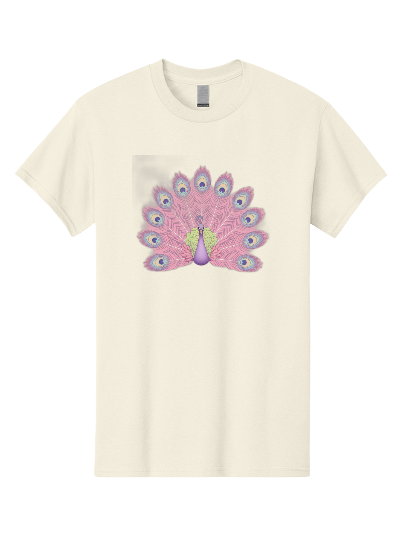 Peacock-Display-1 Men'S Graphic Tee, 100% Cotton, Comfortable Casual Summer Wear, Machine Washable, Peacock With Full Plumage, Vibrant Feathers, Pink And Purple Hues, Green And Blue Accents, Eye-Catching Display, Majestic Bird, Bab105