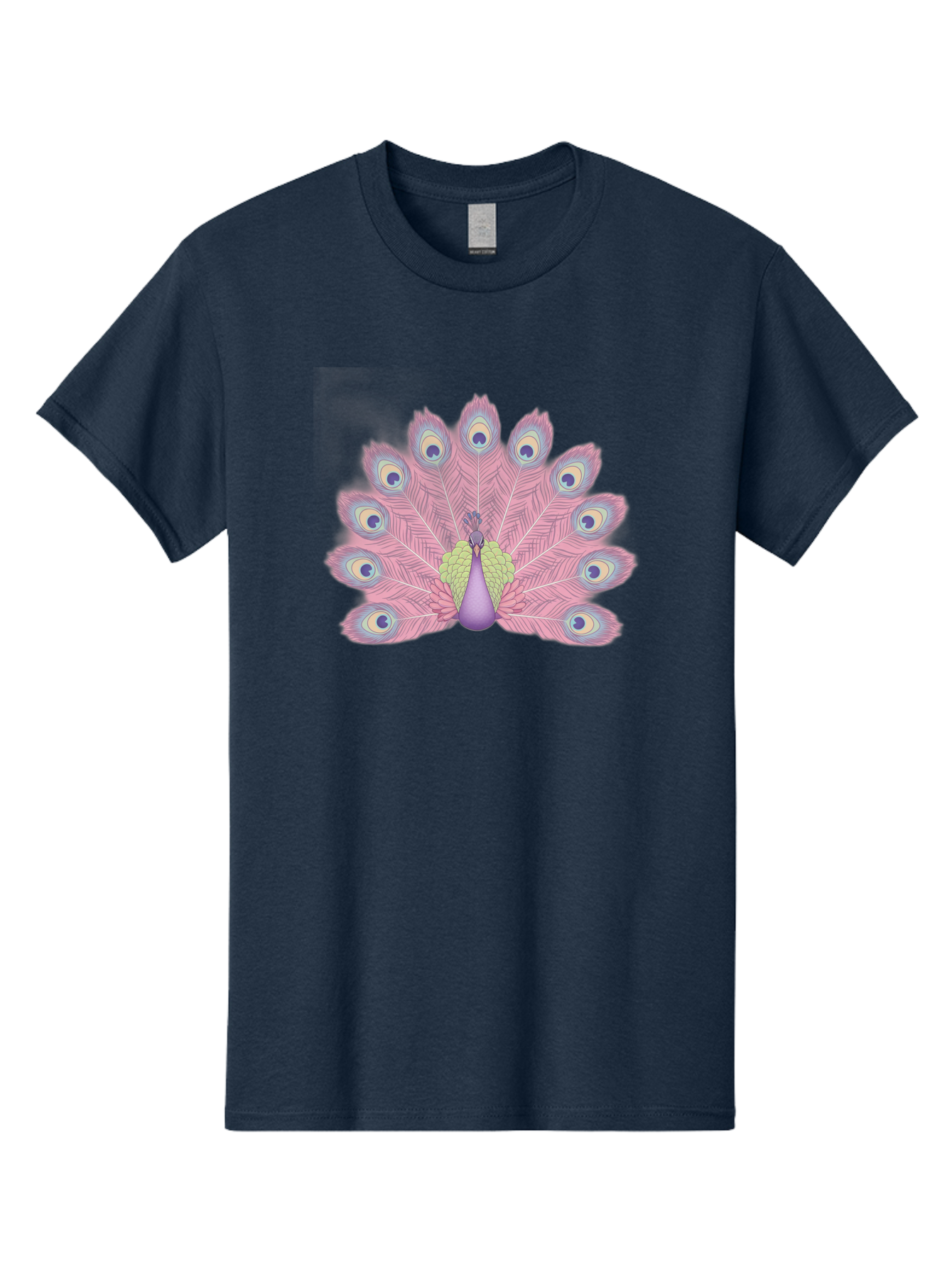 Peacock-Display-1 Men'S Graphic Tee, 100% Cotton, Comfortable Casual Summer Wear, Machine Washable, Peacock With Full Plumage, Vibrant Feathers, Pink And Purple Hues, Green And Blue Accents, Eye-Catching Display, Majestic Bird, Bab105