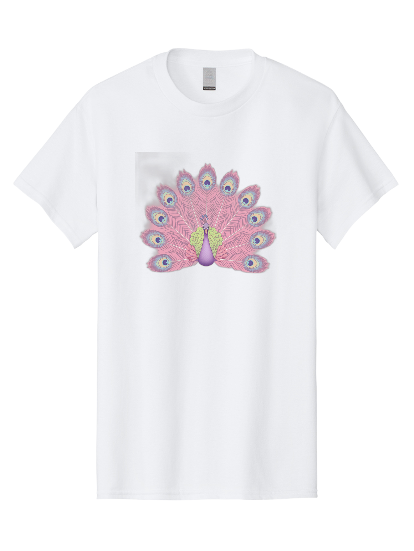 Peacock-Display-1 Men'S Graphic Tee, 100% Cotton, Comfortable Casual Summer Wear, Machine Washable, Peacock With Full Plumage, Vibrant Feathers, Pink And Purple Hues, Green And Blue Accents, Eye-Catching Display, Majestic Bird, Bab105