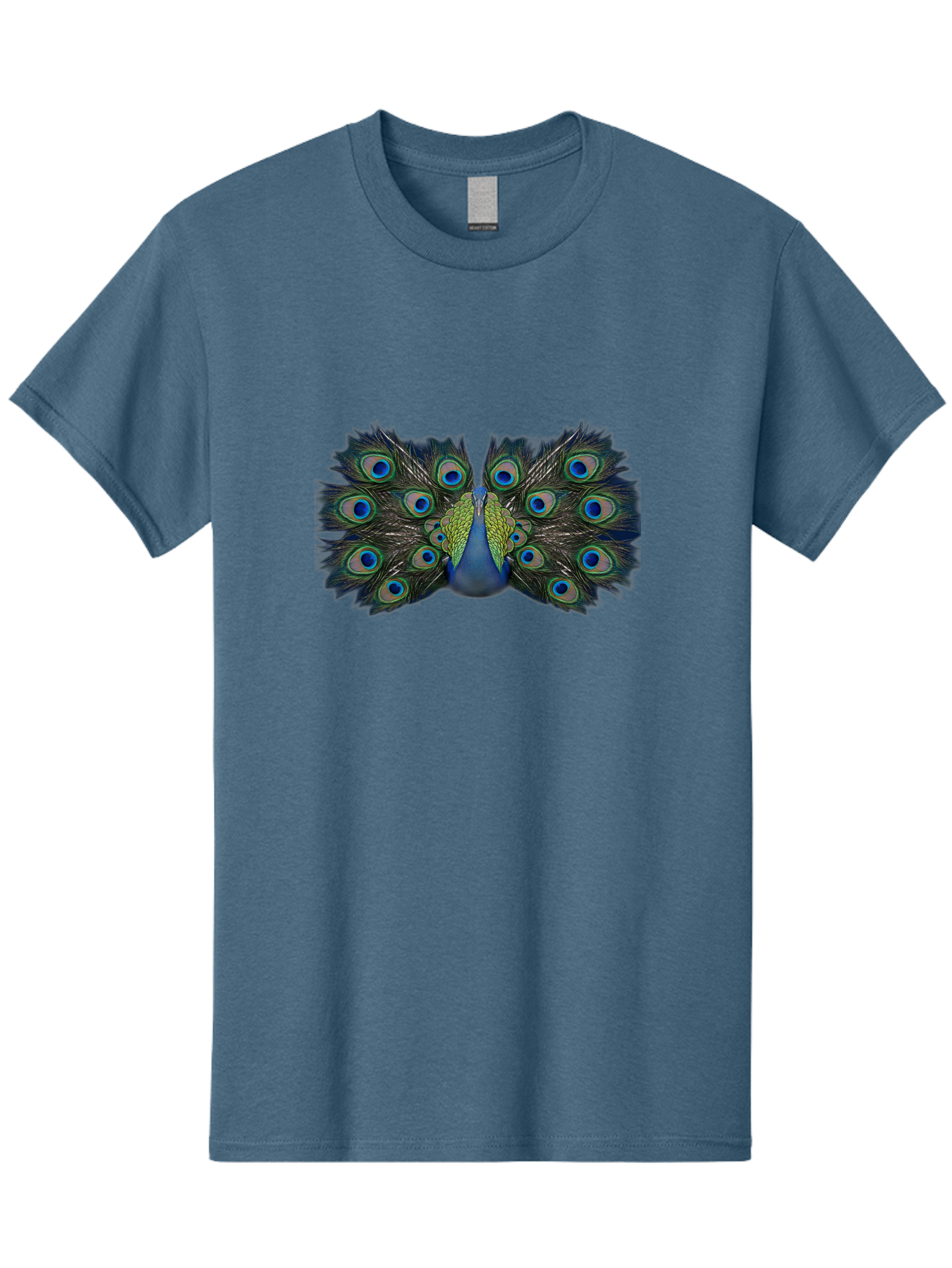 Peacock-Display Men'S Graphic Tee, 100% Cotton, Comfortable Casual Summer Wear, Machine Washable, Peacock, Vibrant Plumage, Blue And Green Feathers, Eye-Catching, Majestic Bird, Colorful Display, Intricate Patterns, Bird Of Paradise, Bab106