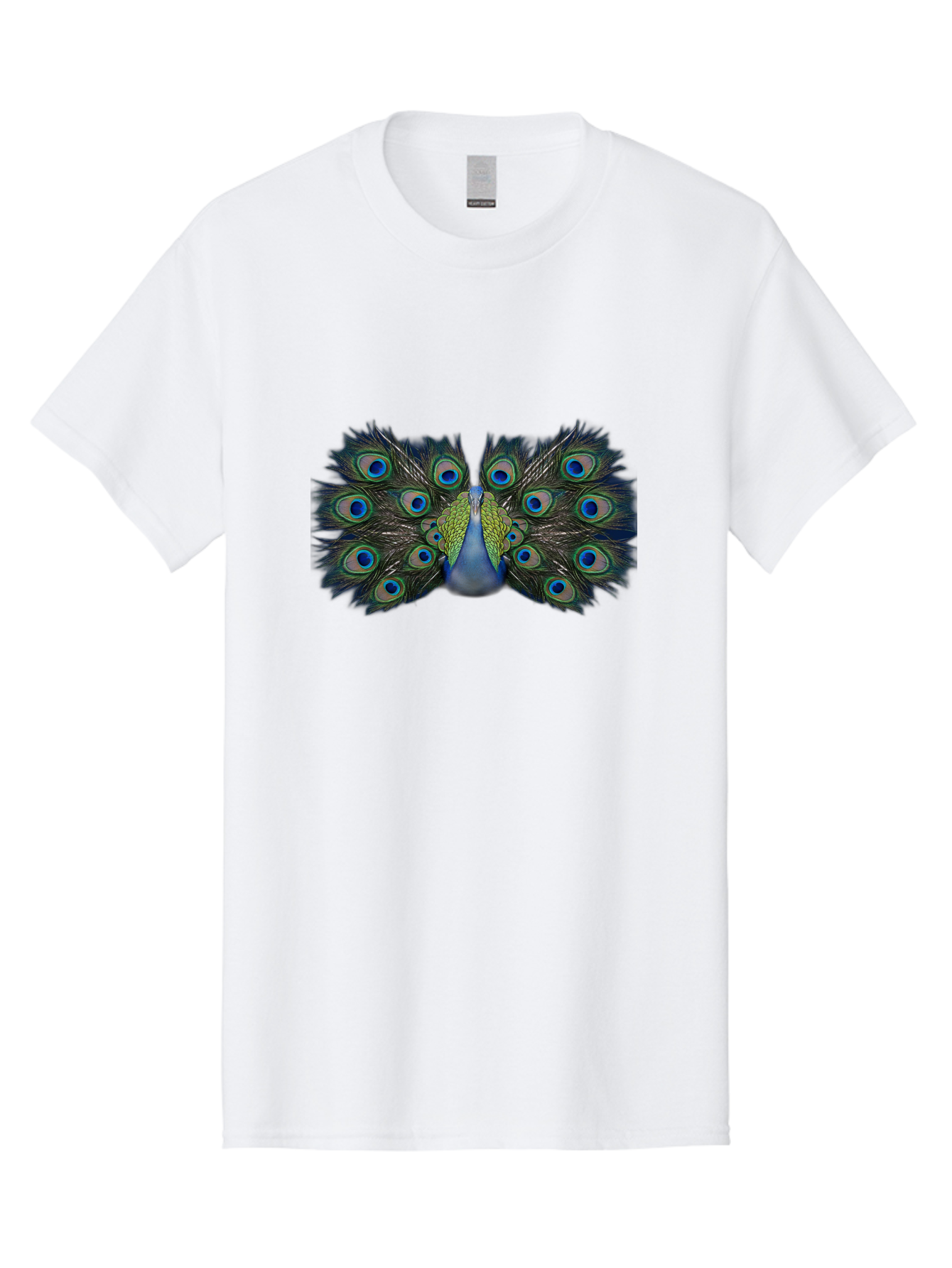 Peacock-Display Men'S Graphic Tee, 100% Cotton, Comfortable Casual Summer Wear, Machine Washable, Peacock, Vibrant Plumage, Blue And Green Feathers, Eye-Catching, Majestic Bird, Colorful Display, Intricate Patterns, Bird Of Paradise, Bab106