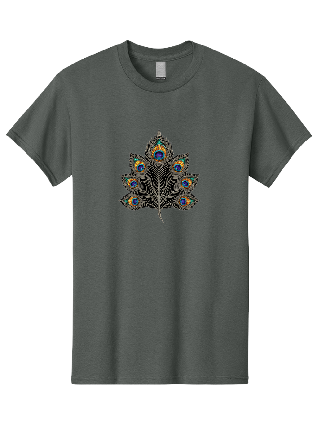 Peacock-Feather-11 Men'S Graphic Tee, 100% Cotton, Comfortable Casual Summer Wear, Machine Washable, Vibrant Peacock Feather, Colorful Plumage, Blue And Orange Eyespots, Intricate Details, Ornate Pattern, Majestic Bird, Symbolic Feather, Bab109