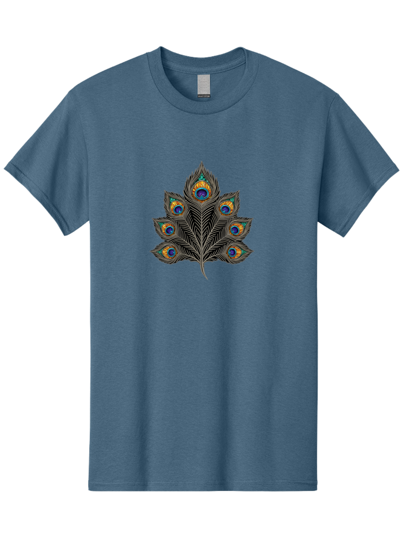 Peacock-Feather-11 Men'S Graphic Tee, 100% Cotton, Comfortable Casual Summer Wear, Machine Washable, Vibrant Peacock Feather, Colorful Plumage, Blue And Orange Eyespots, Intricate Details, Ornate Pattern, Majestic Bird, Symbolic Feather, Bab109