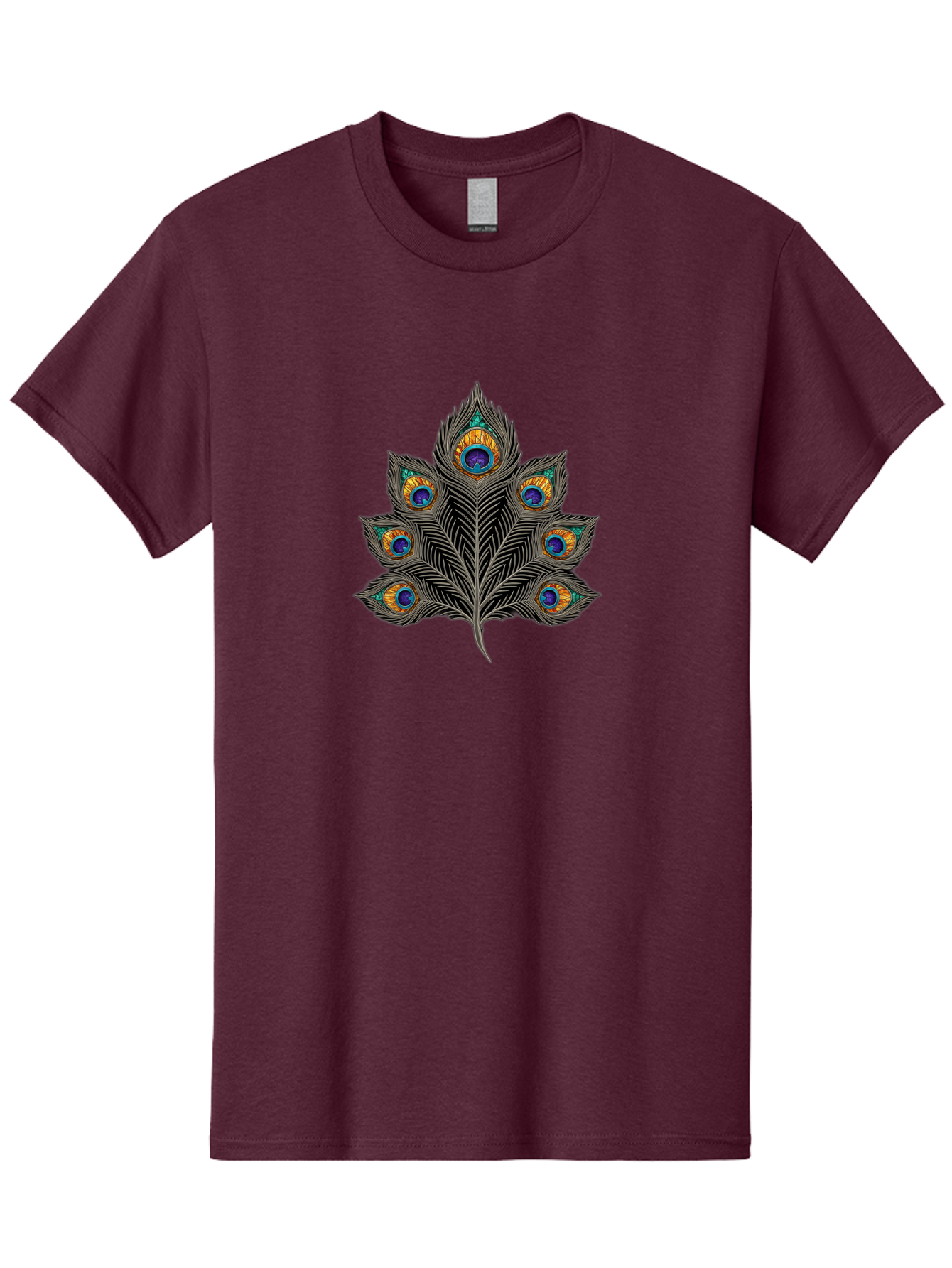 Peacock-Feather-11 Men'S Graphic Tee, 100% Cotton, Comfortable Casual Summer Wear, Machine Washable, Vibrant Peacock Feather, Colorful Plumage, Blue And Orange Eyespots, Intricate Details, Ornate Pattern, Majestic Bird, Symbolic Feather, Bab109