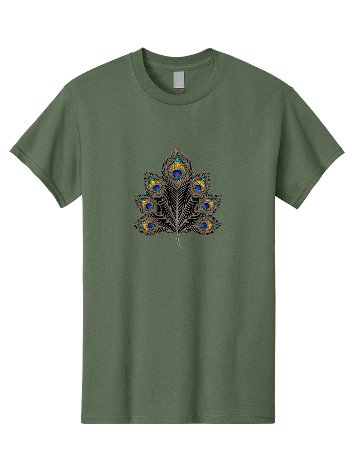 Peacock-Feather-11 Men'S Graphic Tee, 100% Cotton, Comfortable Casual Summer Wear, Machine Washable, Vibrant Peacock Feather, Colorful Plumage, Blue And Orange Eyespots, Intricate Details, Ornate Pattern, Majestic Bird, Symbolic Feather, Bab109