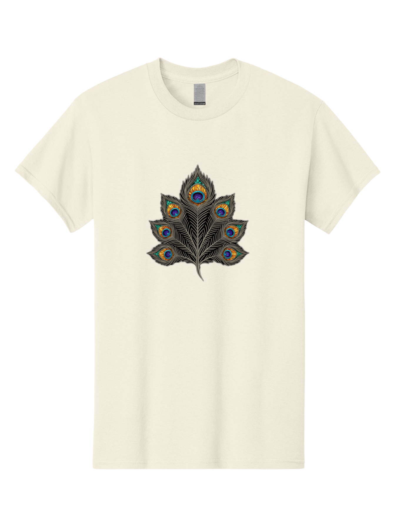 Peacock-Feather-11 Men'S Graphic Tee, 100% Cotton, Comfortable Casual Summer Wear, Machine Washable, Vibrant Peacock Feather, Colorful Plumage, Blue And Orange Eyespots, Intricate Details, Ornate Pattern, Majestic Bird, Symbolic Feather, Bab109