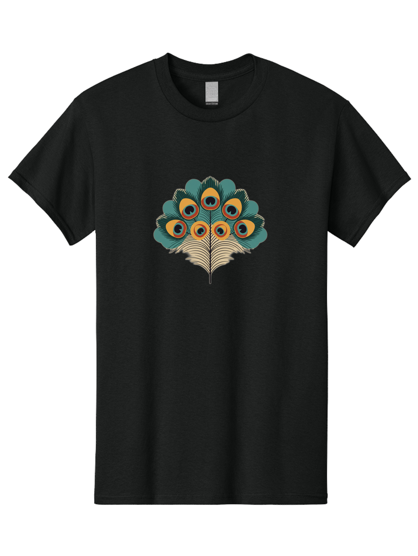 Peacock-Feather-2 Men'S Graphic Tee, 100% Cotton, Comfortable Casual Summer Wear, Machine Washable, Peacock Feather, Colorful Plumage, Vibrant Colors, Eye-Catching Design, Ornate Patterns, Exotic Beauty, Symbolic Imagery, Decorative Art Bab110