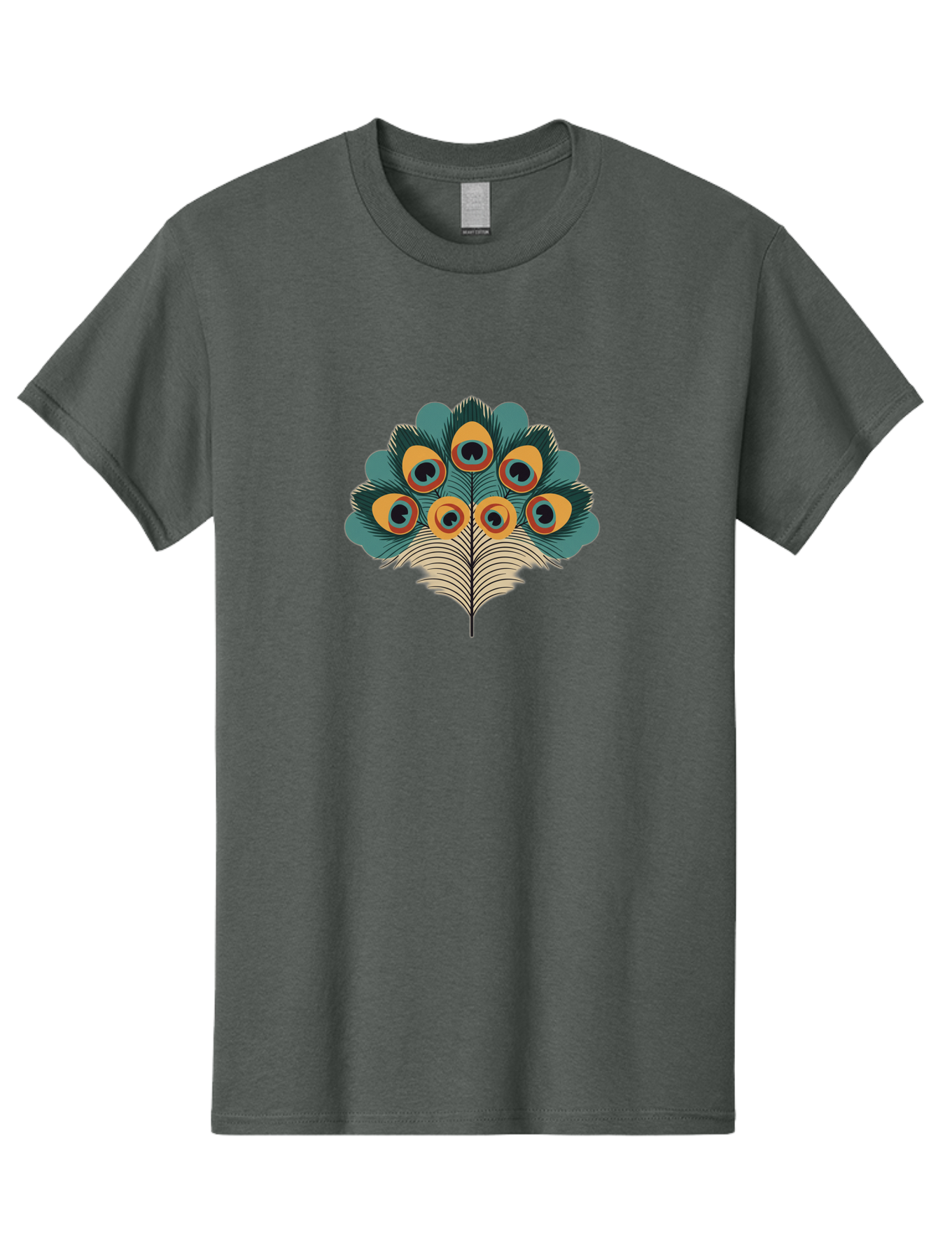 Peacock-Feather-2 Men'S Graphic Tee, 100% Cotton, Comfortable Casual Summer Wear, Machine Washable, Peacock Feather, Colorful Plumage, Vibrant Colors, Eye-Catching Design, Ornate Patterns, Exotic Beauty, Symbolic Imagery, Decorative Art Bab110