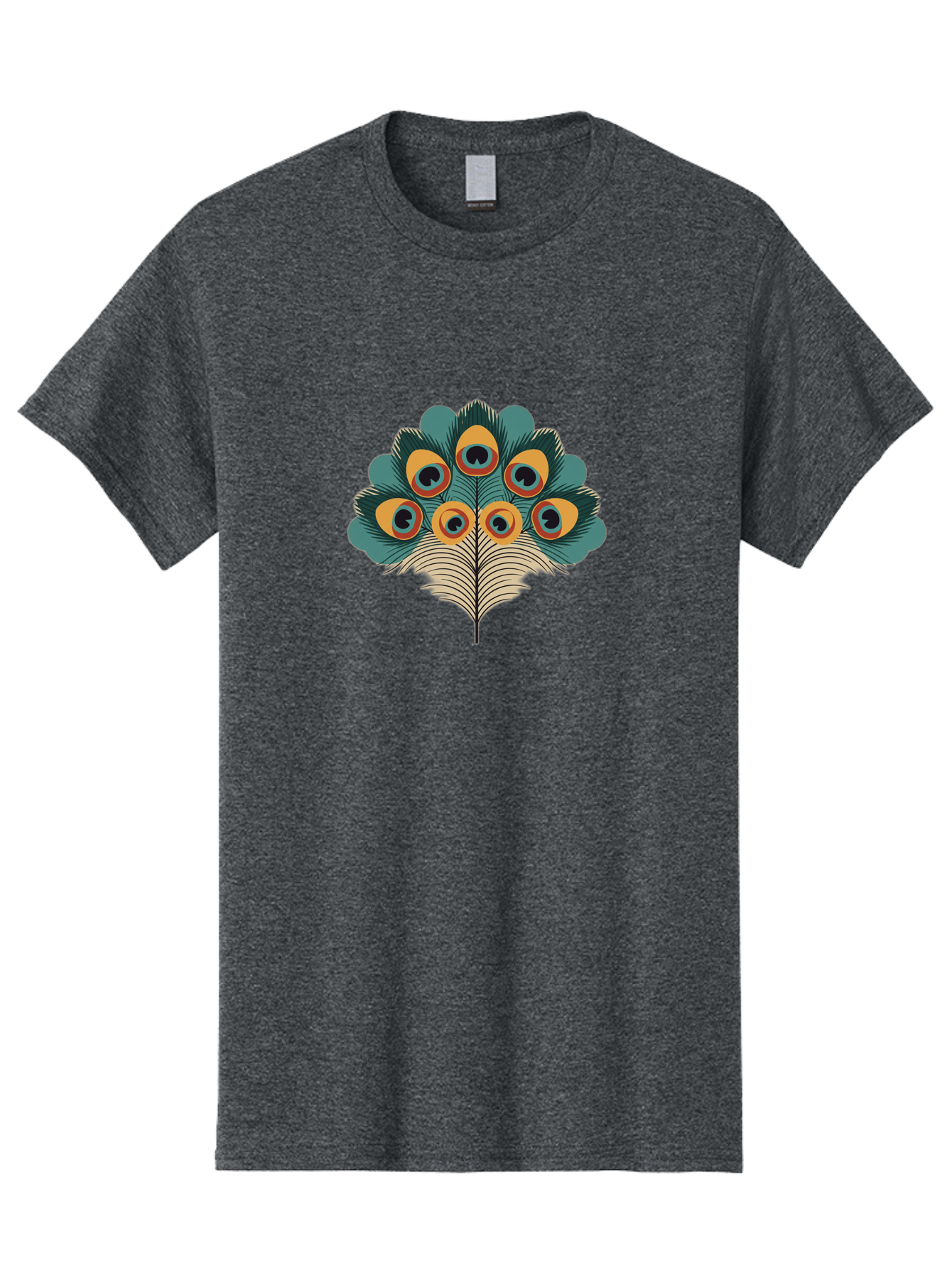 Peacock-Feather-2 Men'S Graphic Tee, 100% Cotton, Comfortable Casual Summer Wear, Machine Washable, Peacock Feather, Colorful Plumage, Vibrant Colors, Eye-Catching Design, Ornate Patterns, Exotic Beauty, Symbolic Imagery, Decorative Art Bab110