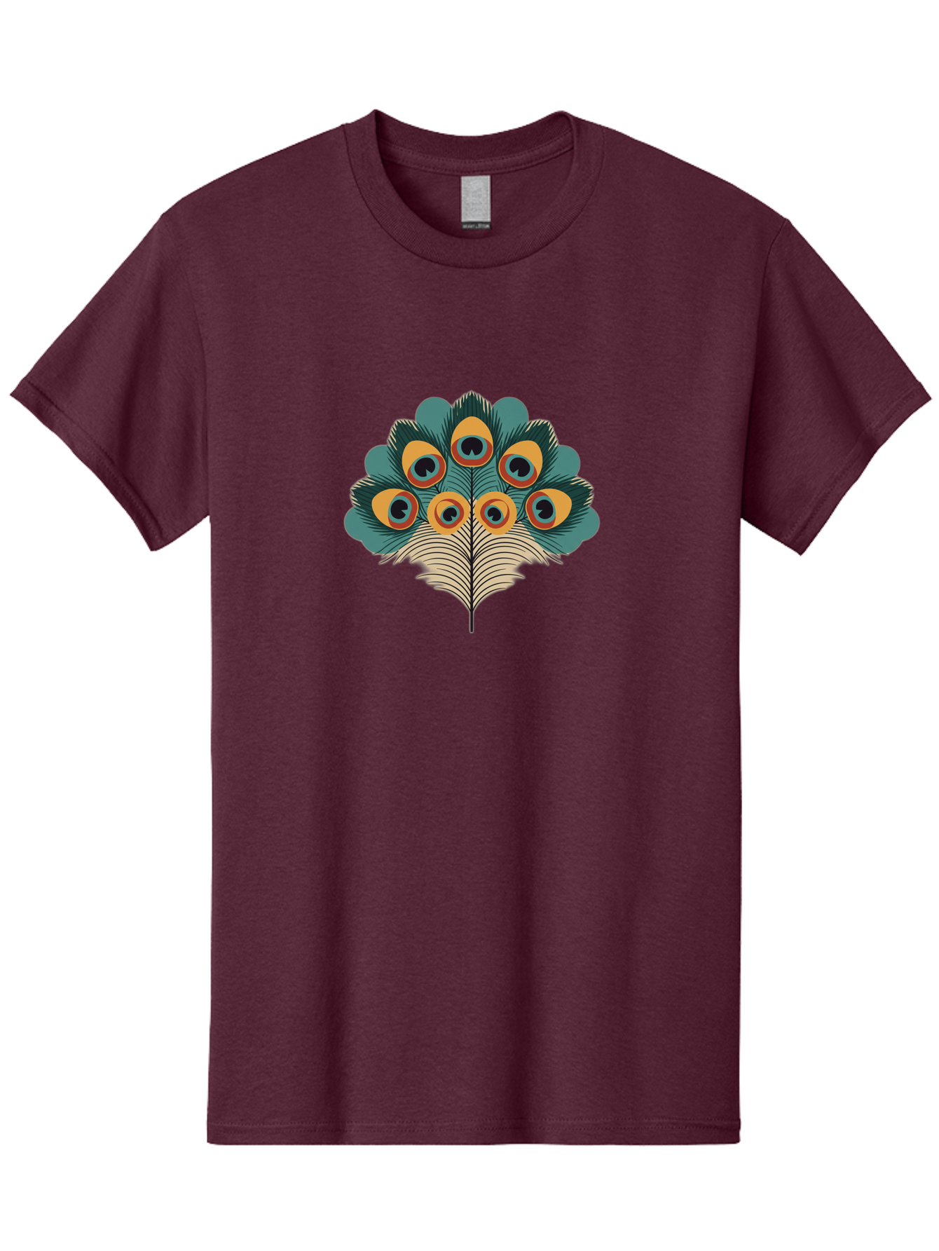 Peacock-Feather-2 Men'S Graphic Tee, 100% Cotton, Comfortable Casual Summer Wear, Machine Washable, Peacock Feather, Colorful Plumage, Vibrant Colors, Eye-Catching Design, Ornate Patterns, Exotic Beauty, Symbolic Imagery, Decorative Art Bab110