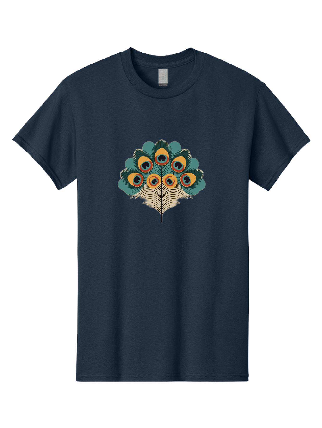 Peacock-Feather-2 Men'S Graphic Tee, 100% Cotton, Comfortable Casual Summer Wear, Machine Washable, Peacock Feather, Colorful Plumage, Vibrant Colors, Eye-Catching Design, Ornate Patterns, Exotic Beauty, Symbolic Imagery, Decorative Art Bab110