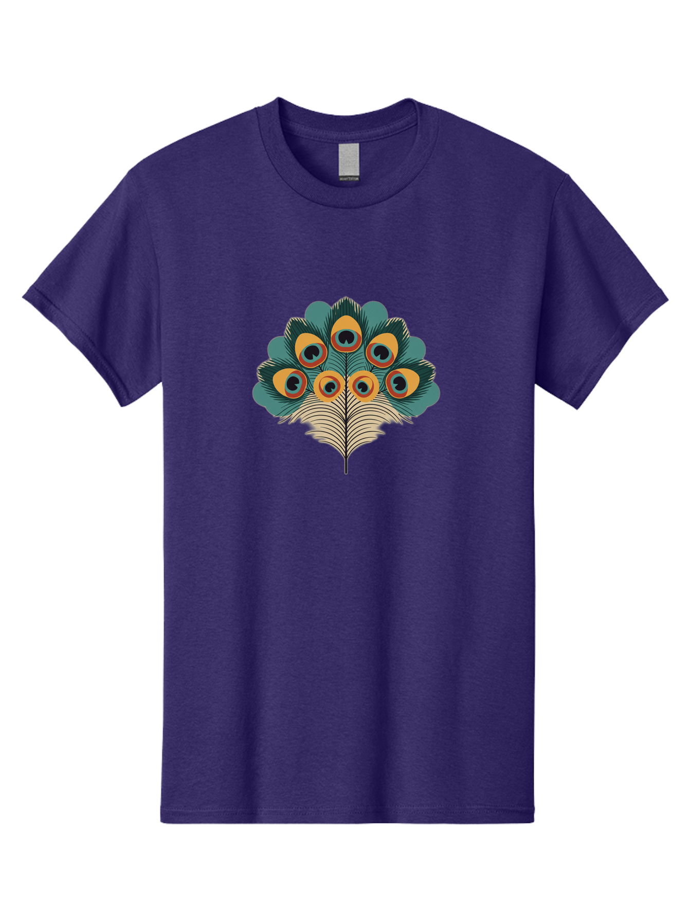 Peacock-Feather-2 Men'S Graphic Tee, 100% Cotton, Comfortable Casual Summer Wear, Machine Washable, Peacock Feather, Colorful Plumage, Vibrant Colors, Eye-Catching Design, Ornate Patterns, Exotic Beauty, Symbolic Imagery, Decorative Art Bab110