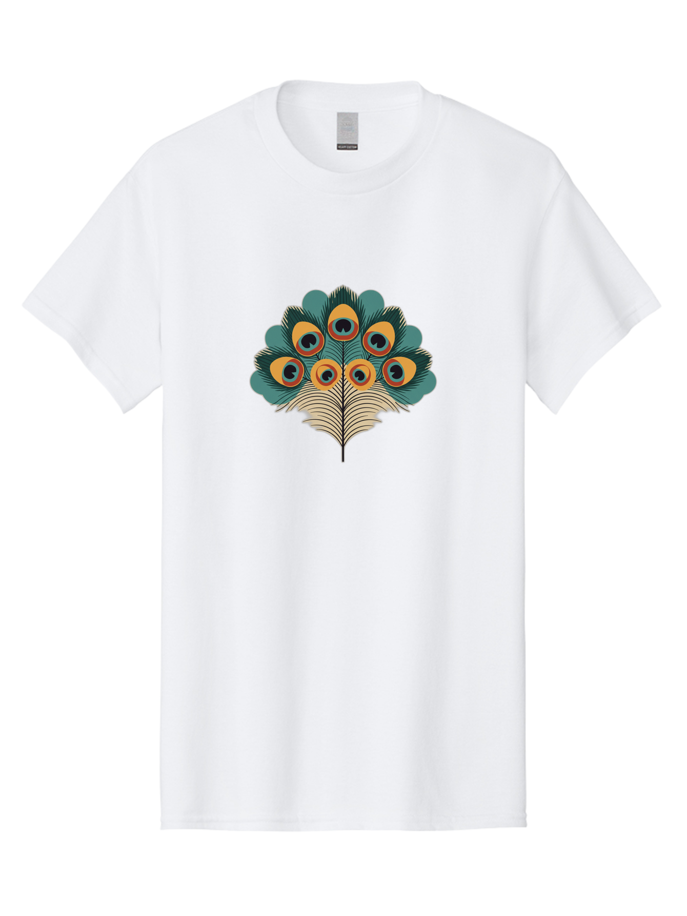 Peacock-Feather-2 Men'S Graphic Tee, 100% Cotton, Comfortable Casual Summer Wear, Machine Washable, Peacock Feather, Colorful Plumage, Vibrant Colors, Eye-Catching Design, Ornate Patterns, Exotic Beauty, Symbolic Imagery, Decorative Art Bab110