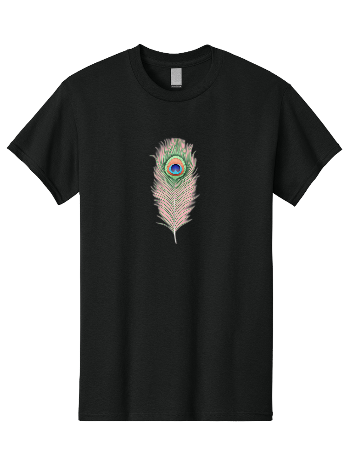 Peacock-Feather-3 Men'S Graphic Tee, 100% Cotton, Comfortable Casual Summer Wear, Machine Washable, Peacock Feather Illustration, Colorful Plumage, Vibrant Eye, Bird Anatomy, Nature Graphics, Exotic Design, Ornamental Art, Bab111