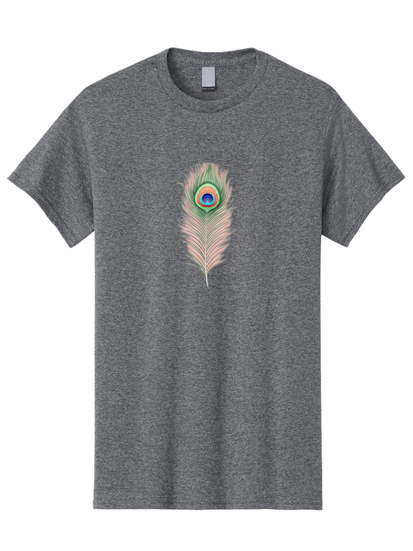 Peacock-Feather-3 Men'S Graphic Tee, 100% Cotton, Comfortable Casual Summer Wear, Machine Washable, Peacock Feather Illustration, Colorful Plumage, Vibrant Eye, Bird Anatomy, Nature Graphics, Exotic Design, Ornamental Art, Bab111