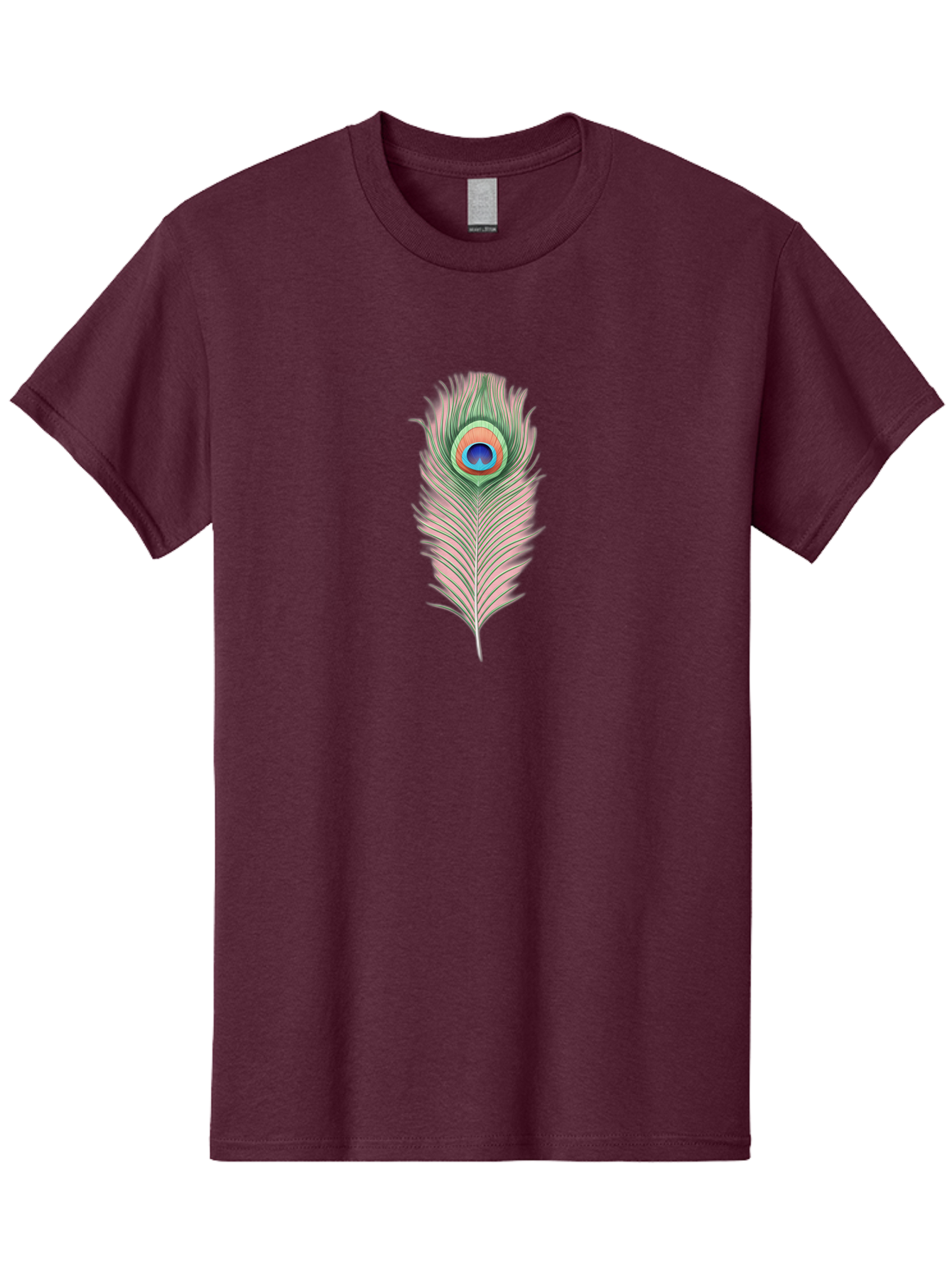 Peacock-Feather-3 Men'S Graphic Tee, 100% Cotton, Comfortable Casual Summer Wear, Machine Washable, Peacock Feather Illustration, Colorful Plumage, Vibrant Eye, Bird Anatomy, Nature Graphics, Exotic Design, Ornamental Art, Bab111